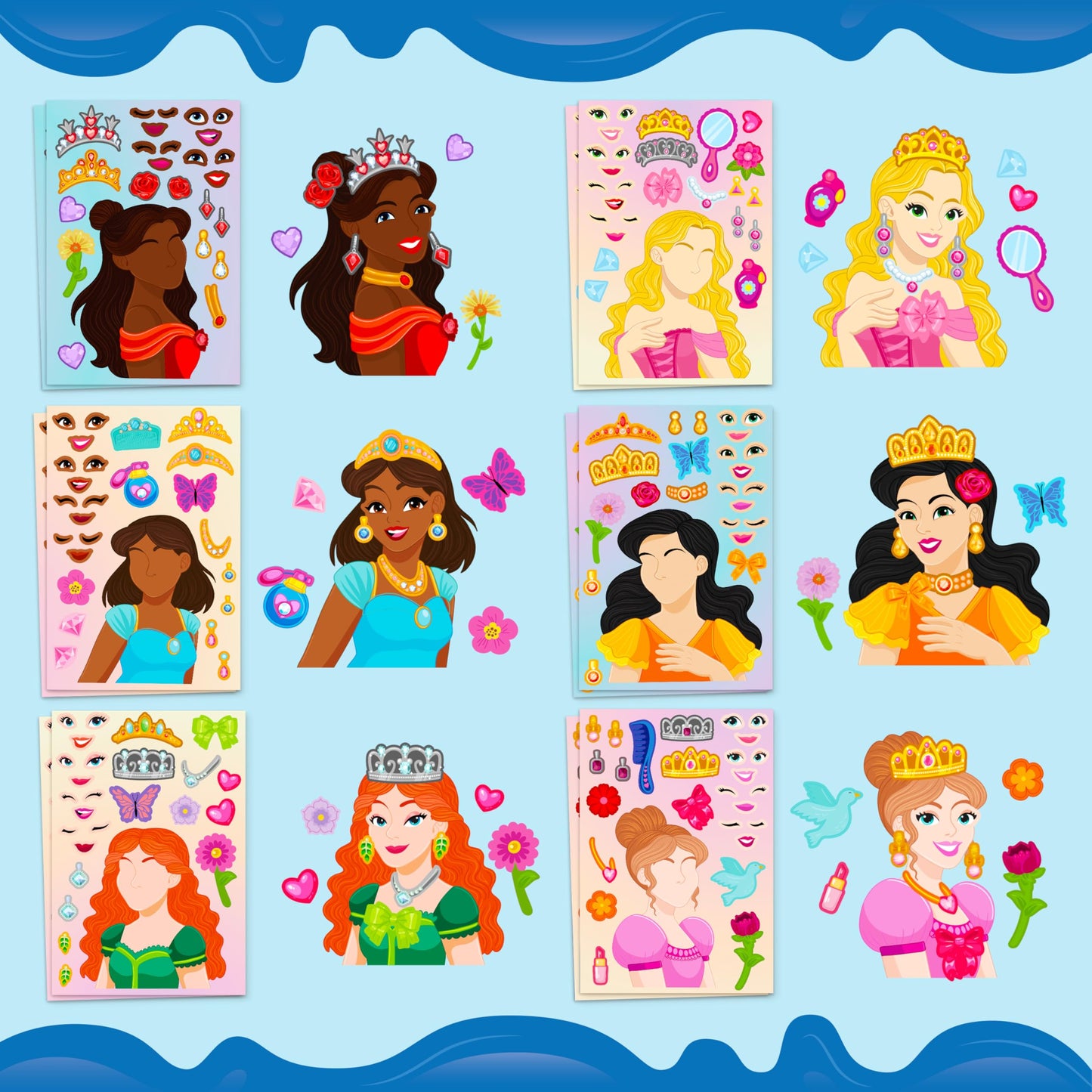 JOYIN Make-a-Face Stickers – 24 Sheets for Princess Parties & Kids Crafts
