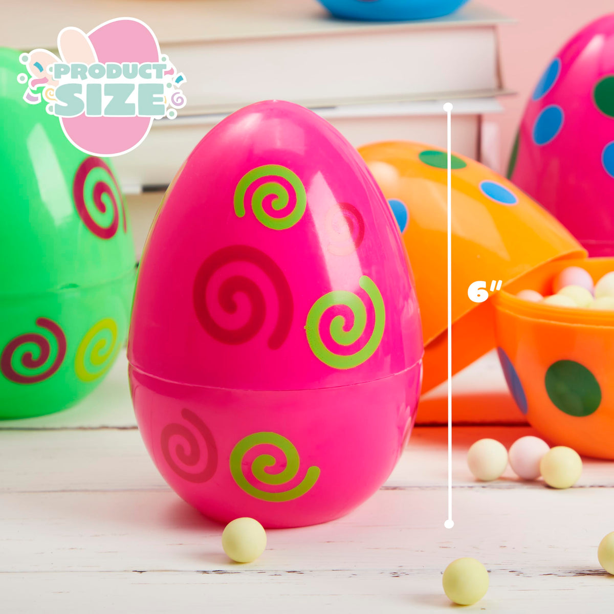 JOYIN 12 Pcs Large Printed Easter Eggs – Jumbo 6-Inch Fillable Eggs for Easter Hunt & Decor