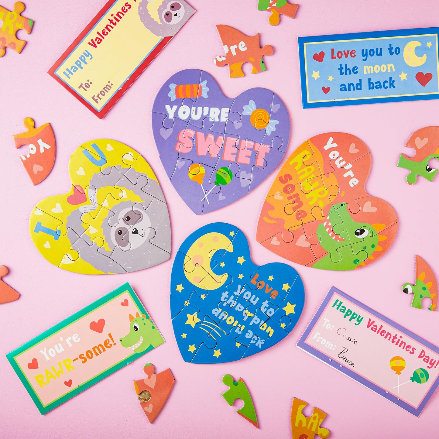 JOYIN 28-Pack Valentine’s Gift Cards with Heart Puzzles – Classroom Prizes & Party Favors