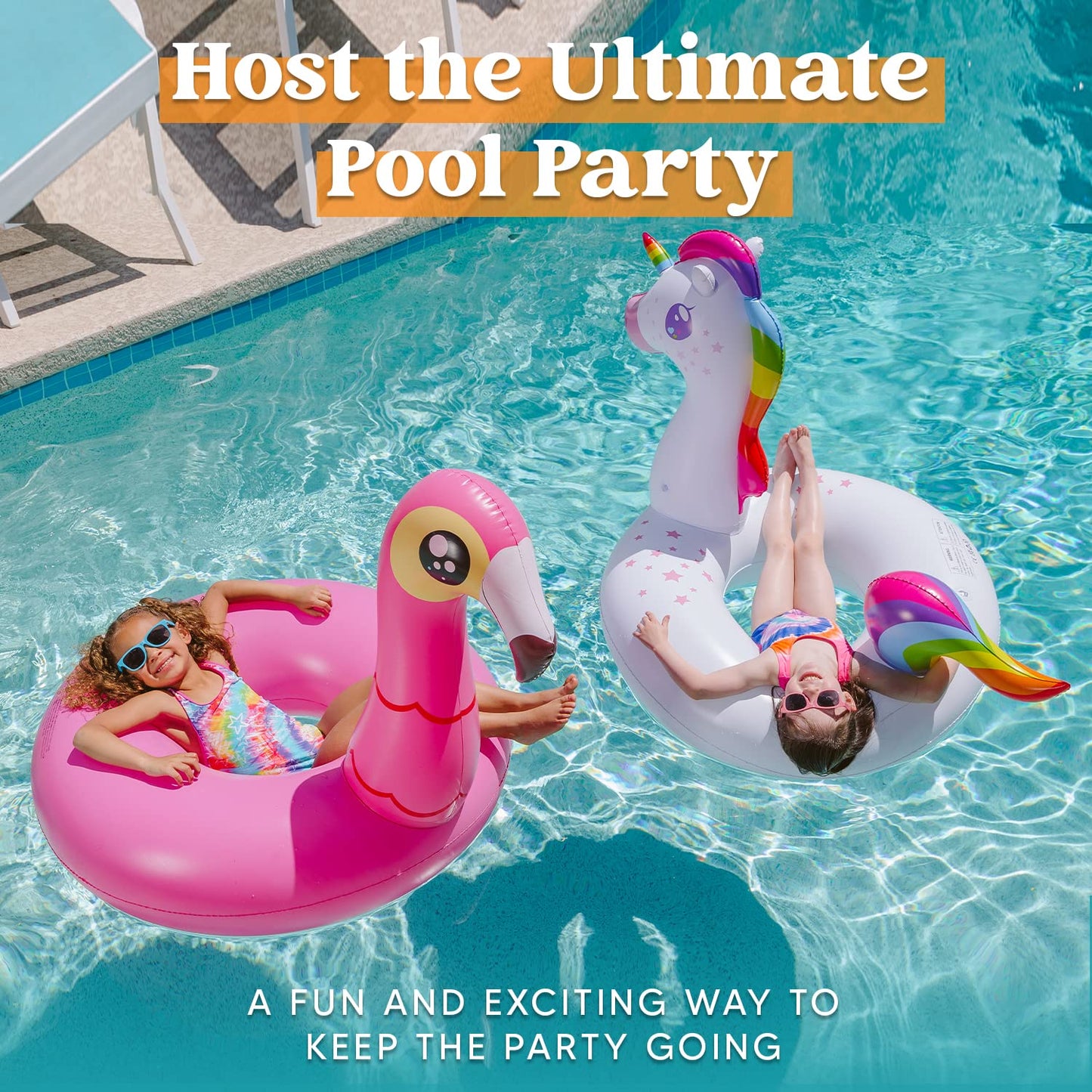 JOYIN 2-Pack Flamingo & Unicorn Pool Floats – Large Inflatable Tubes for Adults & Kids