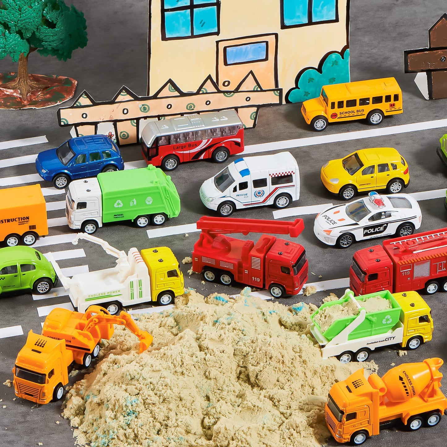 JOYIN 20PCS Die Cast Pull Back Cars — Metal Toy Cars Set for Toddlers