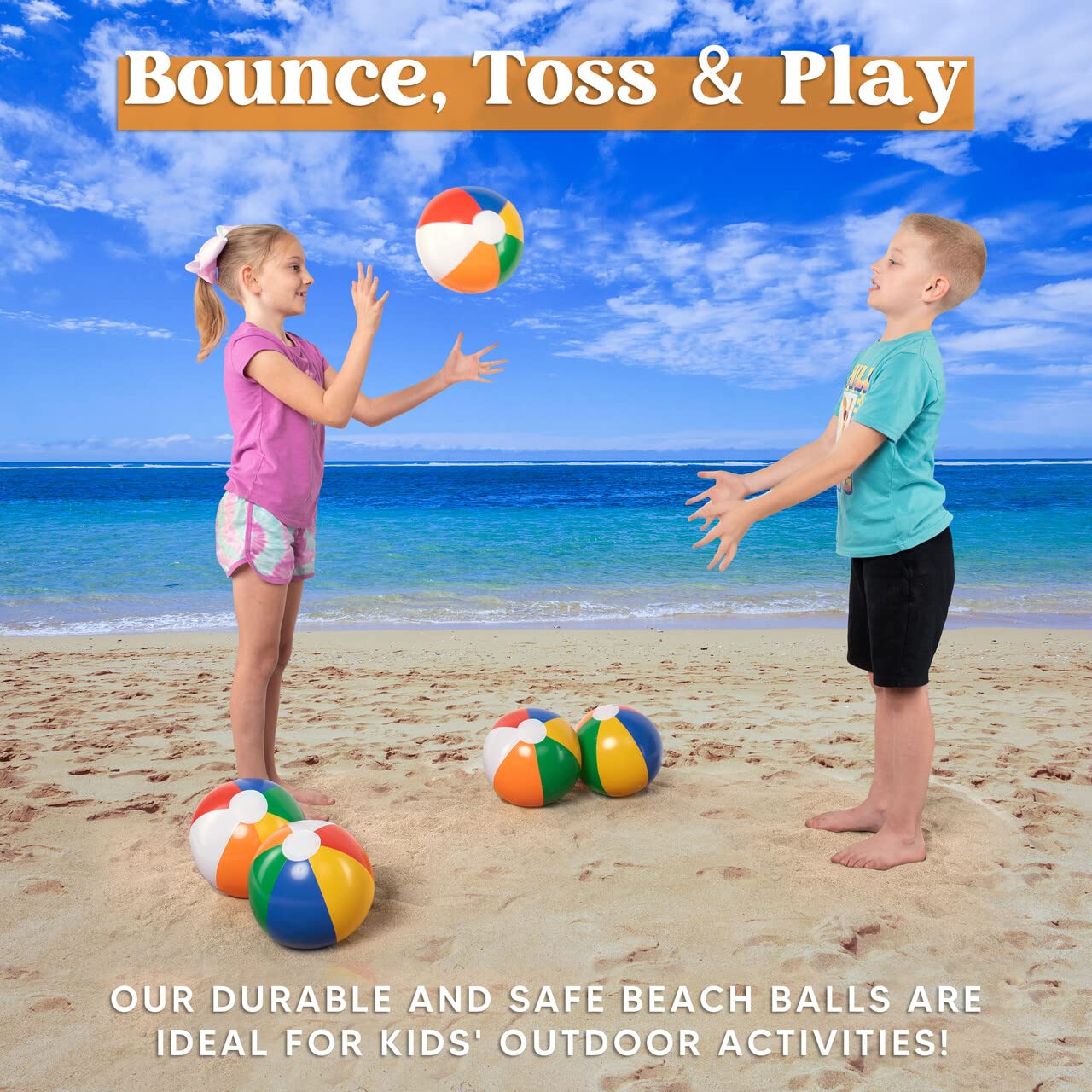 JOYIN Rainbow Beach Balls (18-Pack) – 20in, 16in & 12in Inflatable Pool Toys for Summer Fun