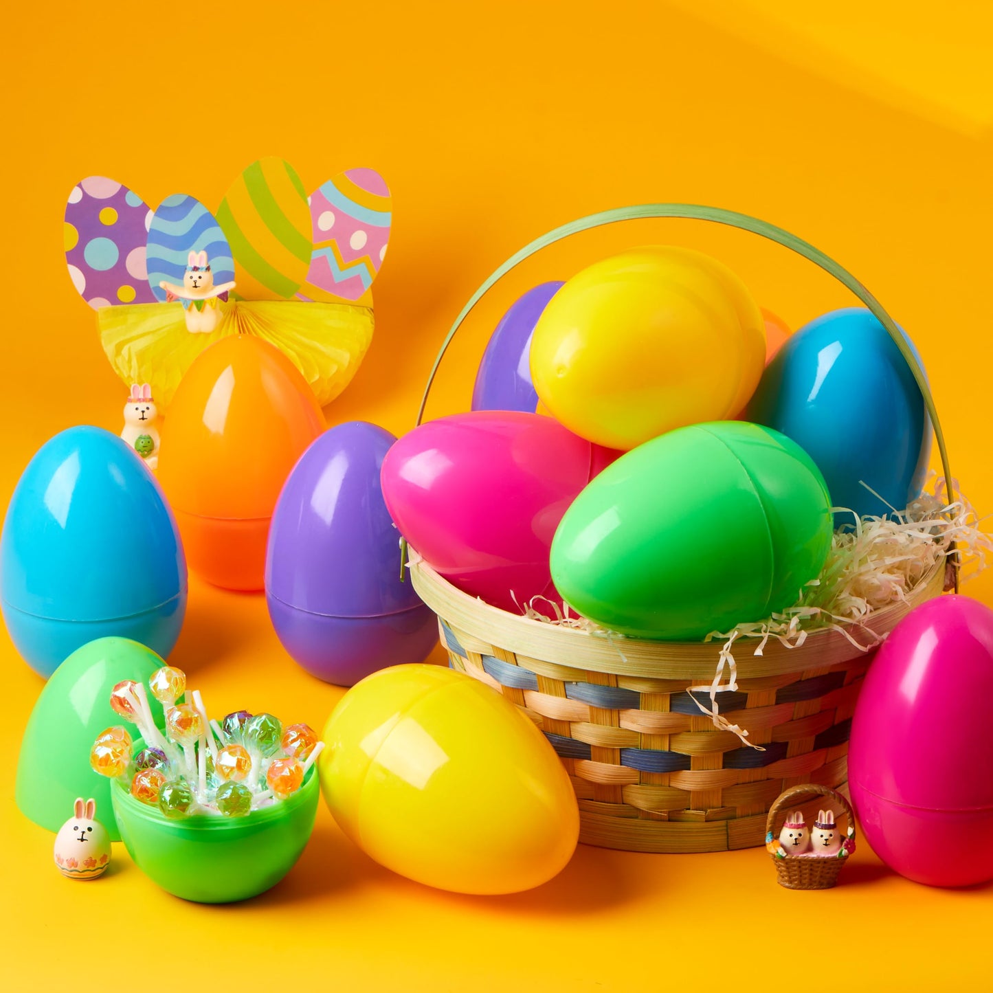JOYIN 6 Pcs Large Plastic Easter Eggs – 6-Inch Colorful Jumbo Fillable Eggs for Easter Egg Hunts, Party Favors & Classroom Prizes