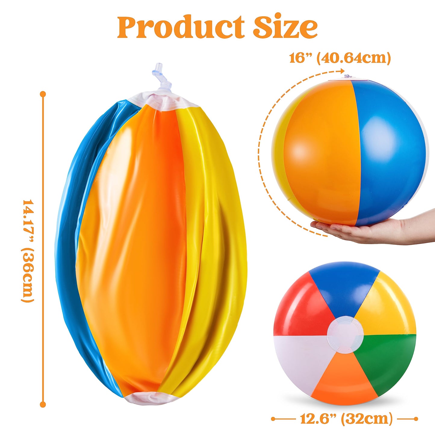 JOYIN 12-Pack 16-Inch Inflatable Beach Balls - Rainbow Bulk for Pool & Beach Parties