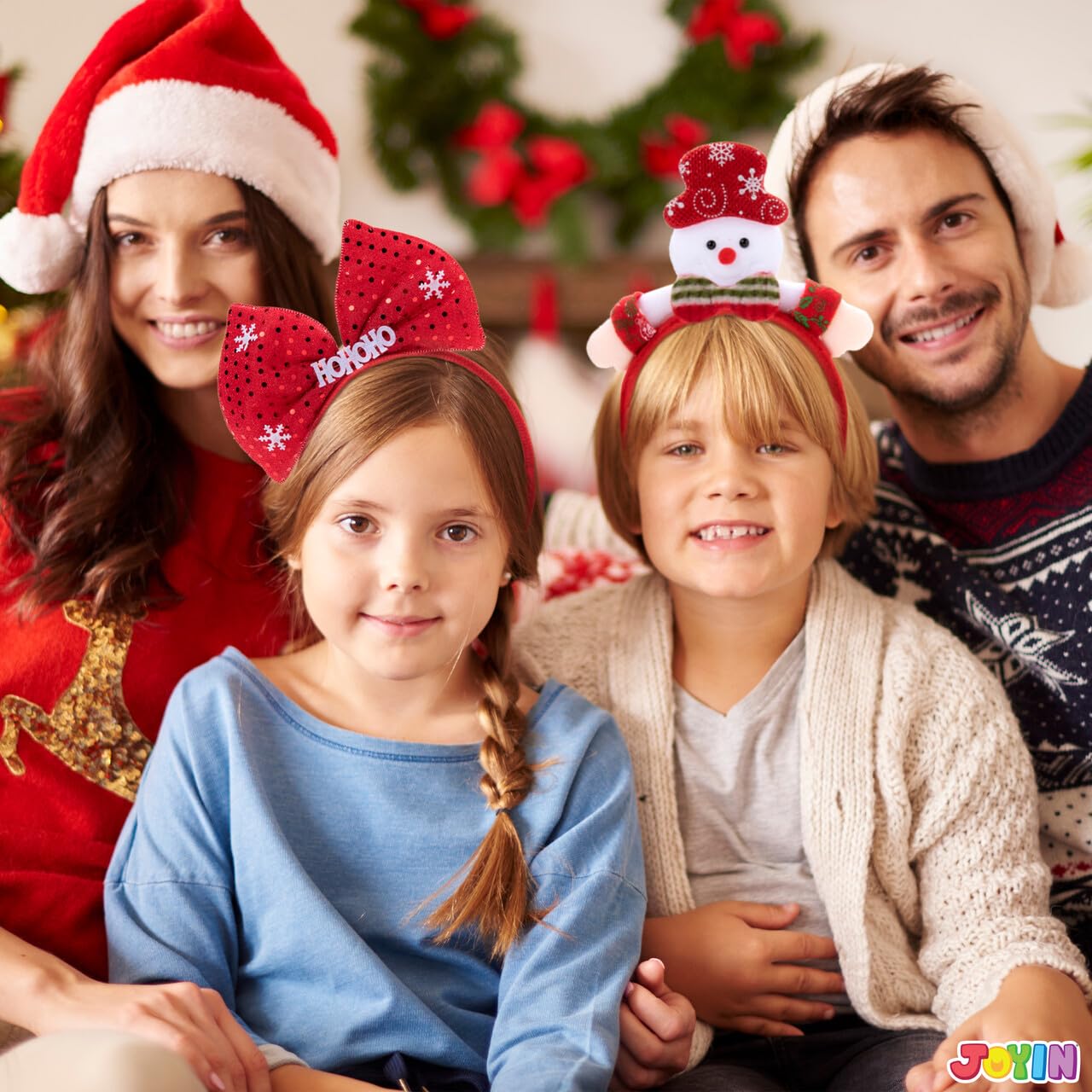JOYIN 12 Pack Christmas Headbands – 4 Styles 3D Hats for All Ages