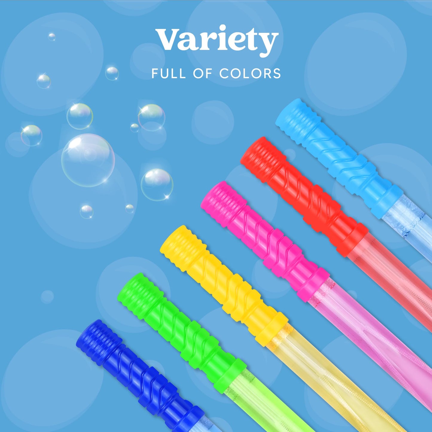 JOYIN 14.6-Inch Big Bubble Wands — 6-Color Giant Bubble Set with Refill Solution