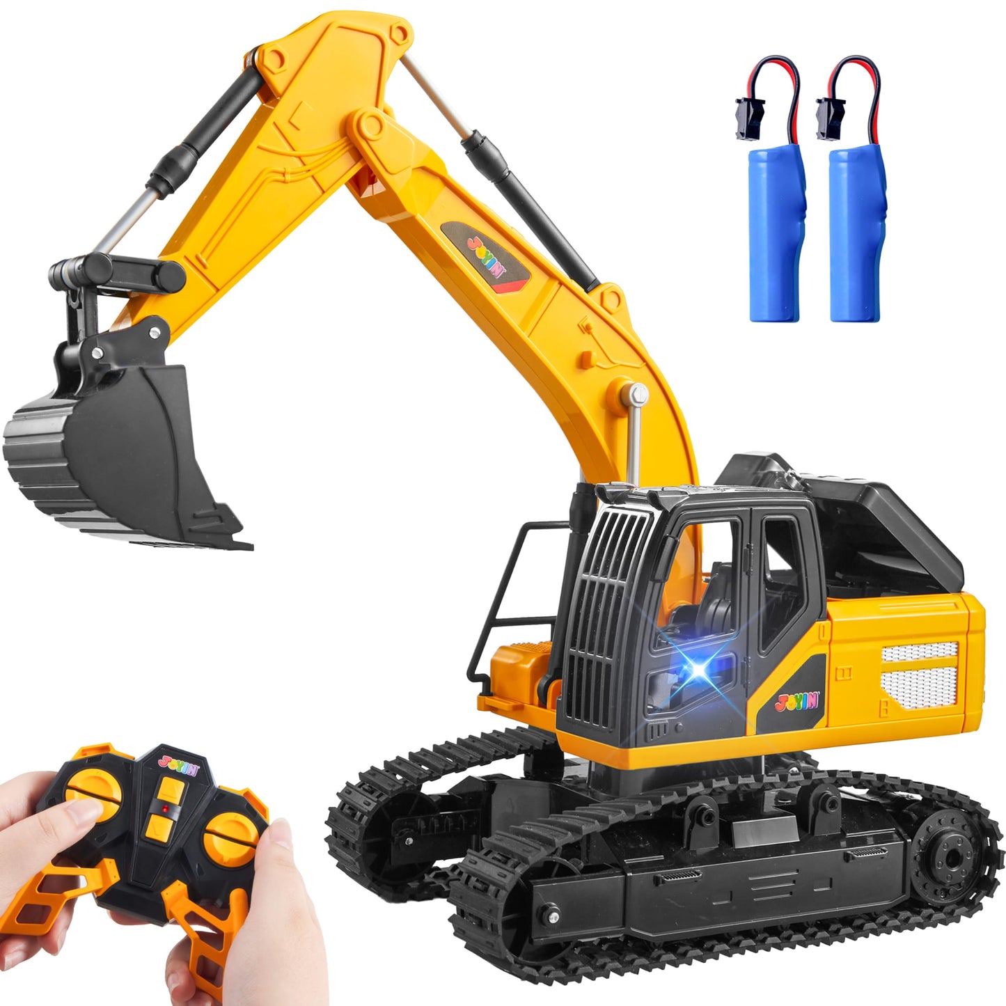 JOYIN Remote Control Excavator Toys for Boys – 2.4GHz RC with LED Lights
