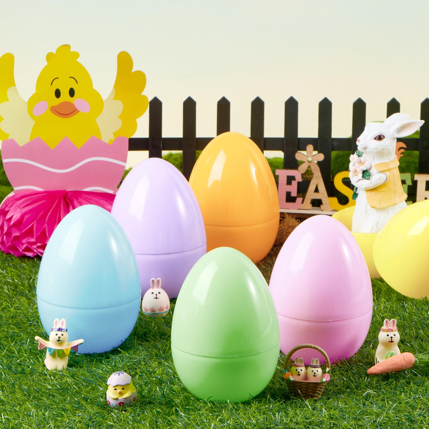 JOYIN 12 Pcs Large Pastel Easter Eggs – Jumbo 6-Inch Fillable Eggs for Easter Hunt & Decor