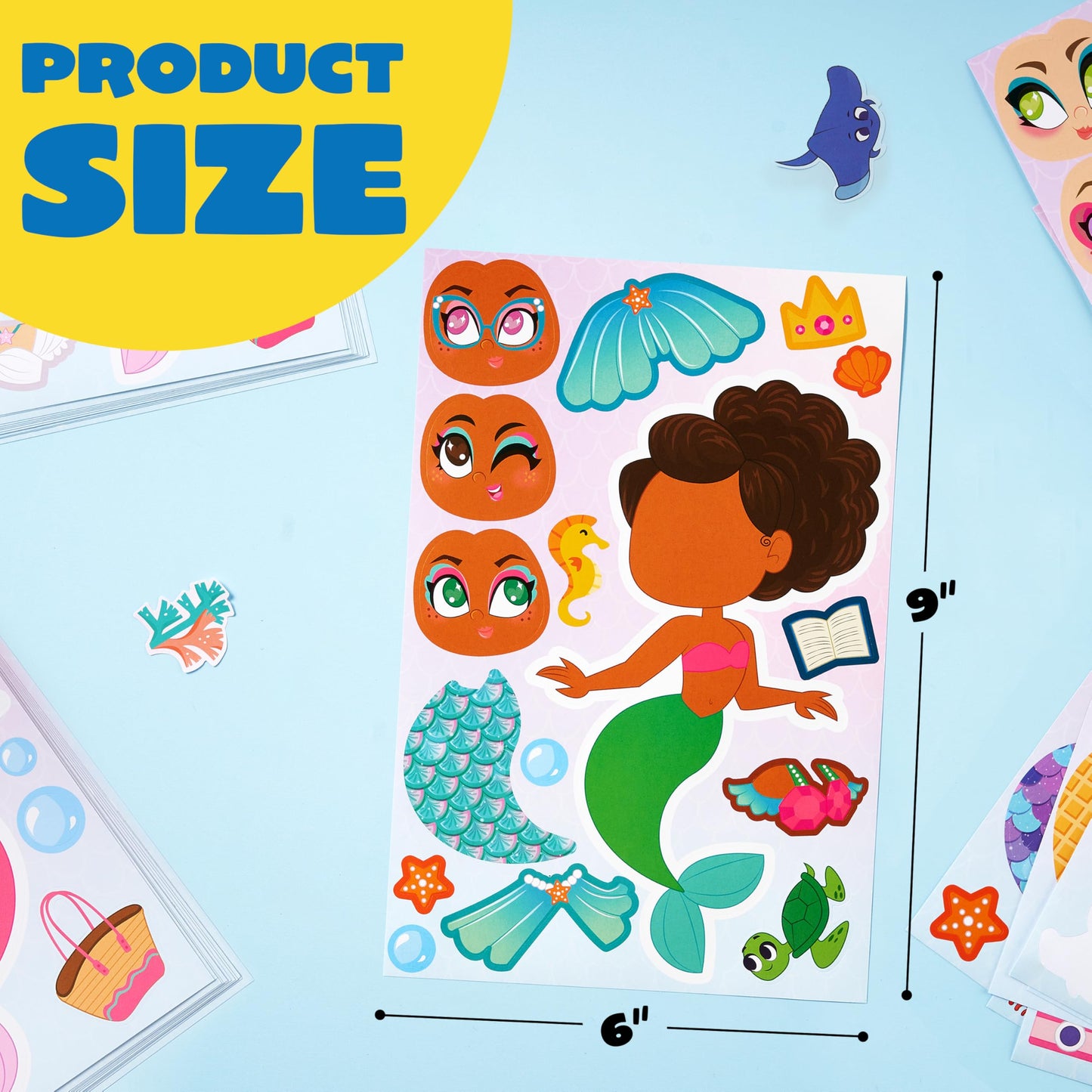 JOYIN Make a Face Mermaid Stickers – 24 Sheets for Kids’ Parties, Crafts & Classroom Activities