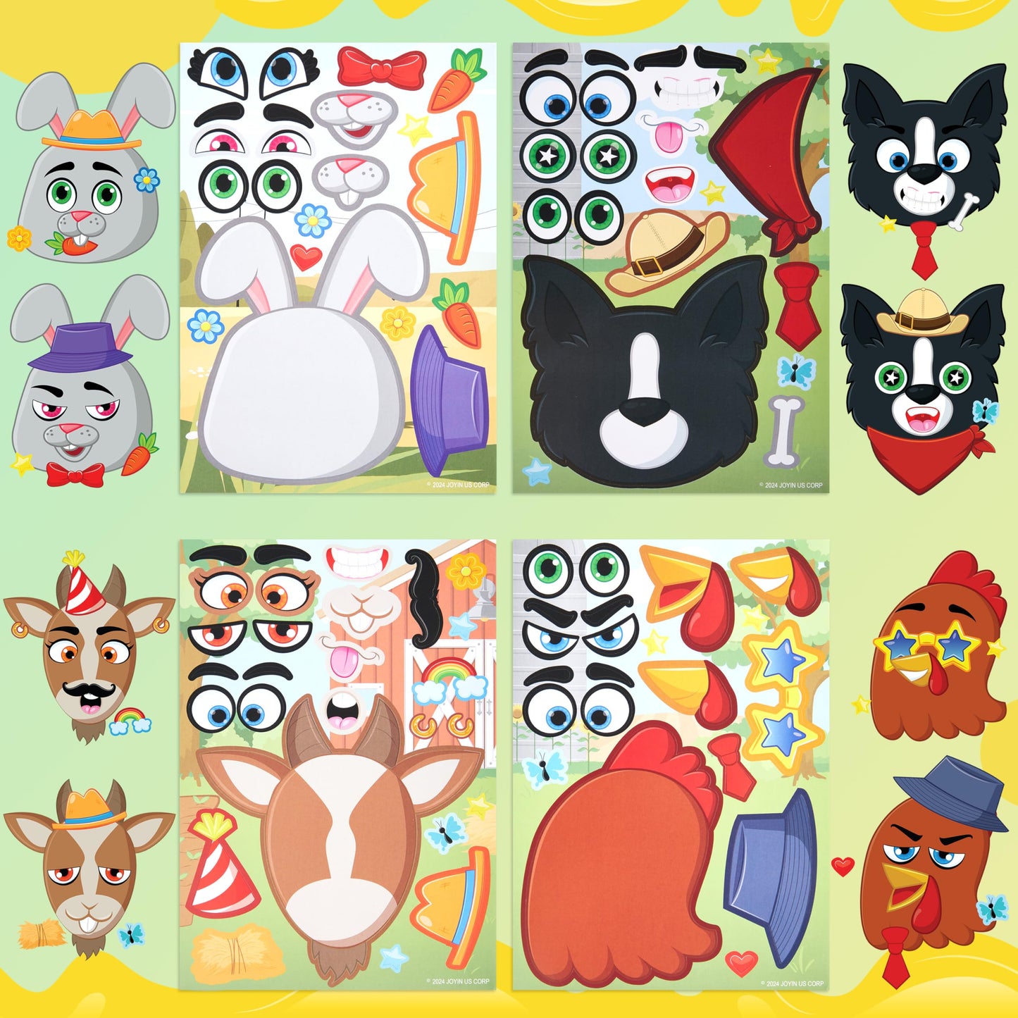 JOYIN 36 Pcs Farm Animals Make-a-Face Stickers – Mix & Match Party Decor & Kids Crafts