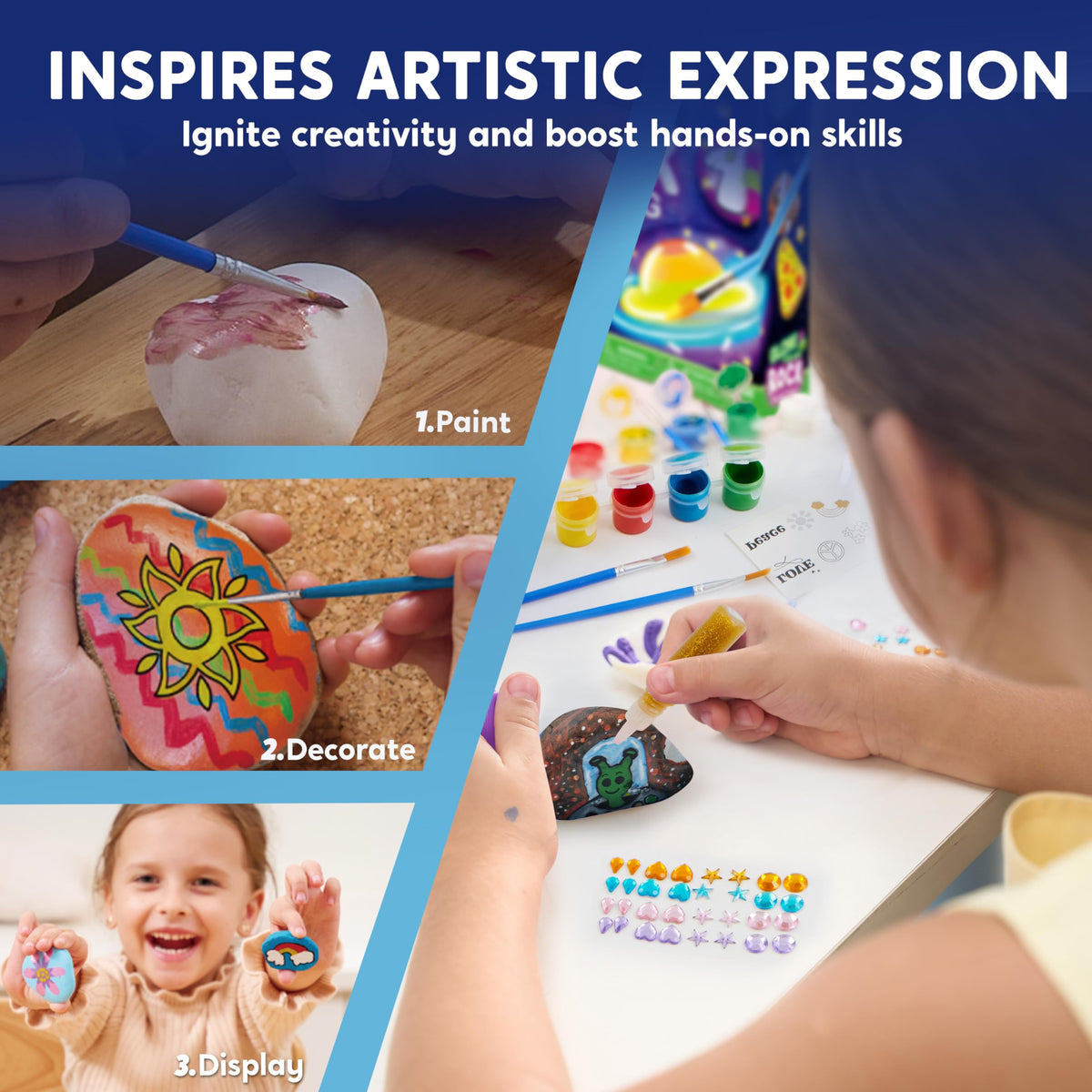 JOYIN Rock Painting Kit - Glow in the Dark Rock Art Set for Kids 6-12