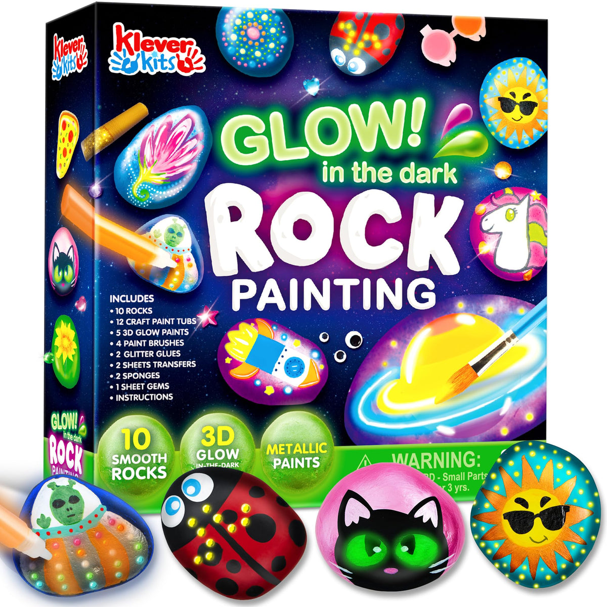 JOYIN Rock Painting Kit - Glow in the Dark Rock Art Set for Kids 6-12