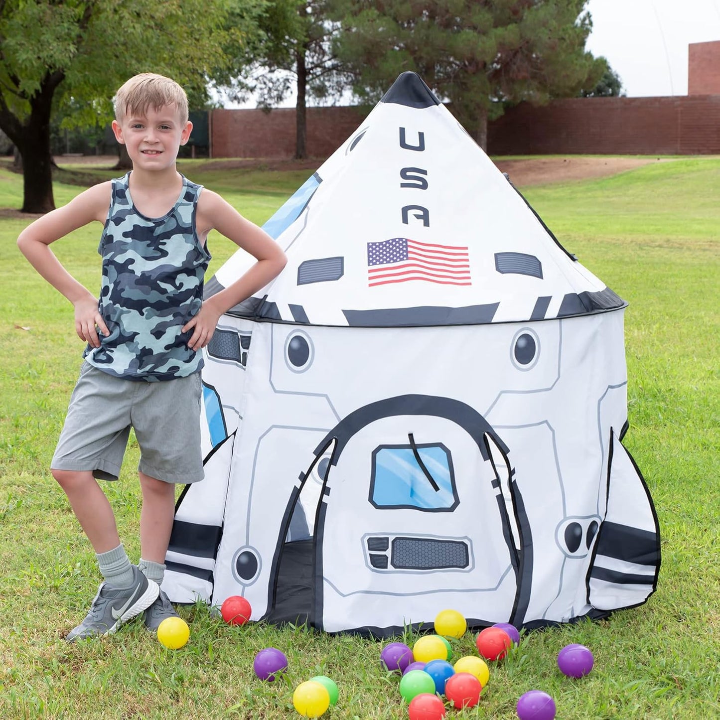 JOYIN Rocket Ship Play Tent – Pop-Up Kids Playhouse for Indoor and Outdoor Fun
