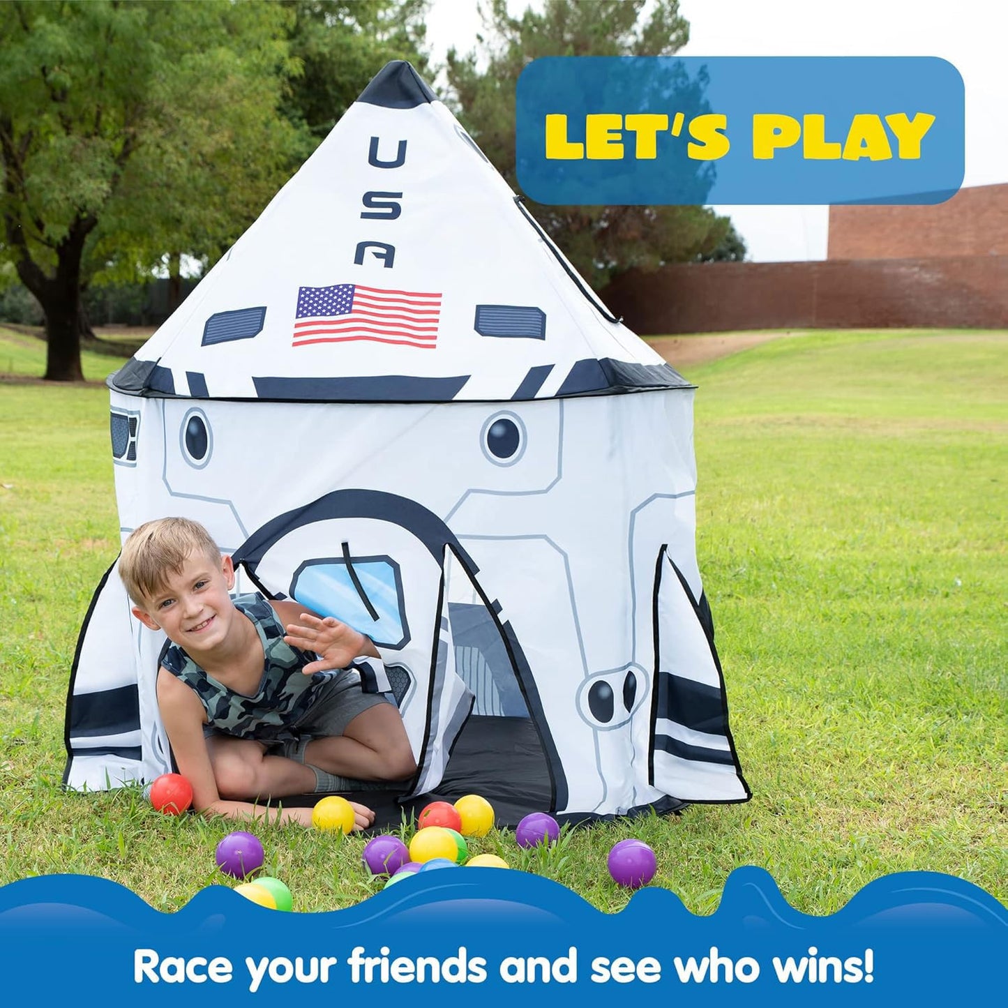 JOYIN Rocket Ship Play Tent – Pop-Up Kids Playhouse for Indoor and Outdoor Fun
