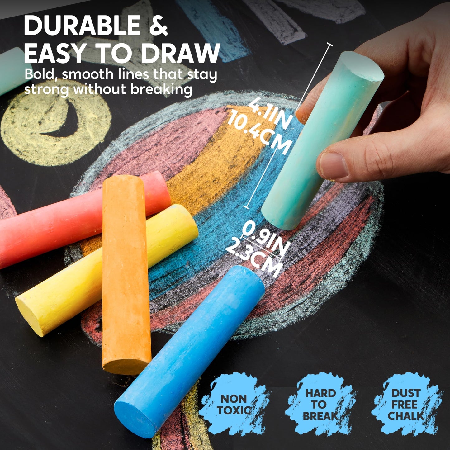JOYIN 16-Pcs Sidewalk Chalk Set – Washable, Non-Toxic Outdoor Art for Kids