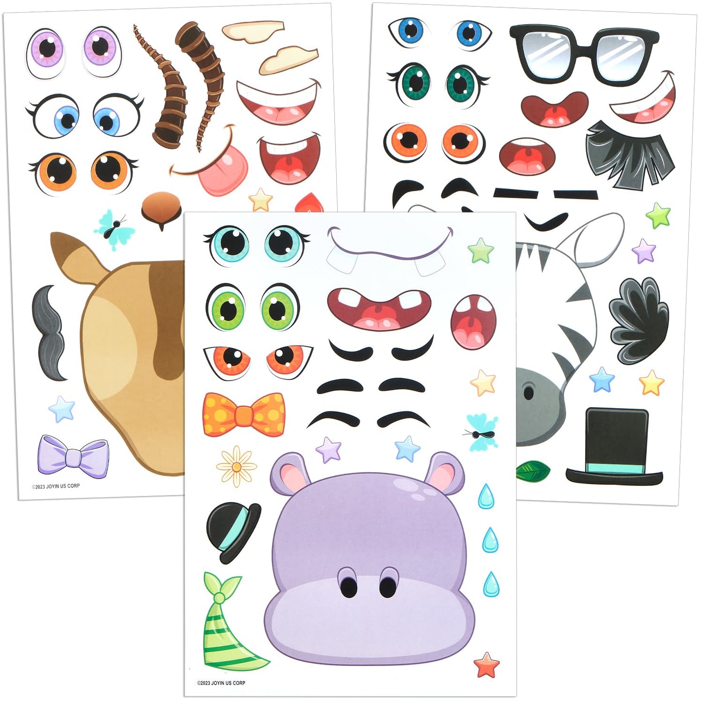 JOYIN 36Pcs Safari Animal Face Stickers – Make Your Own Jungle Party Favors
