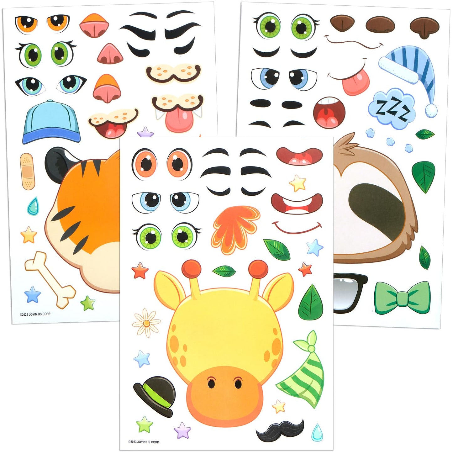 JOYIN 36Pcs Safari Animal Face Stickers – Make Your Own Jungle Party Favors