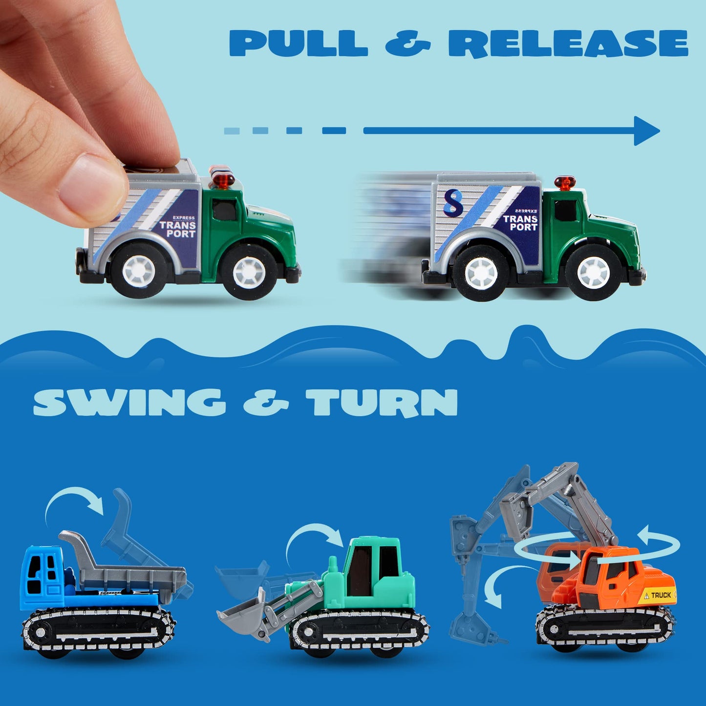 JOYIN 25-Piece Pull-Back Cars & Trucks Set for Kids – Friction-Powered Toys