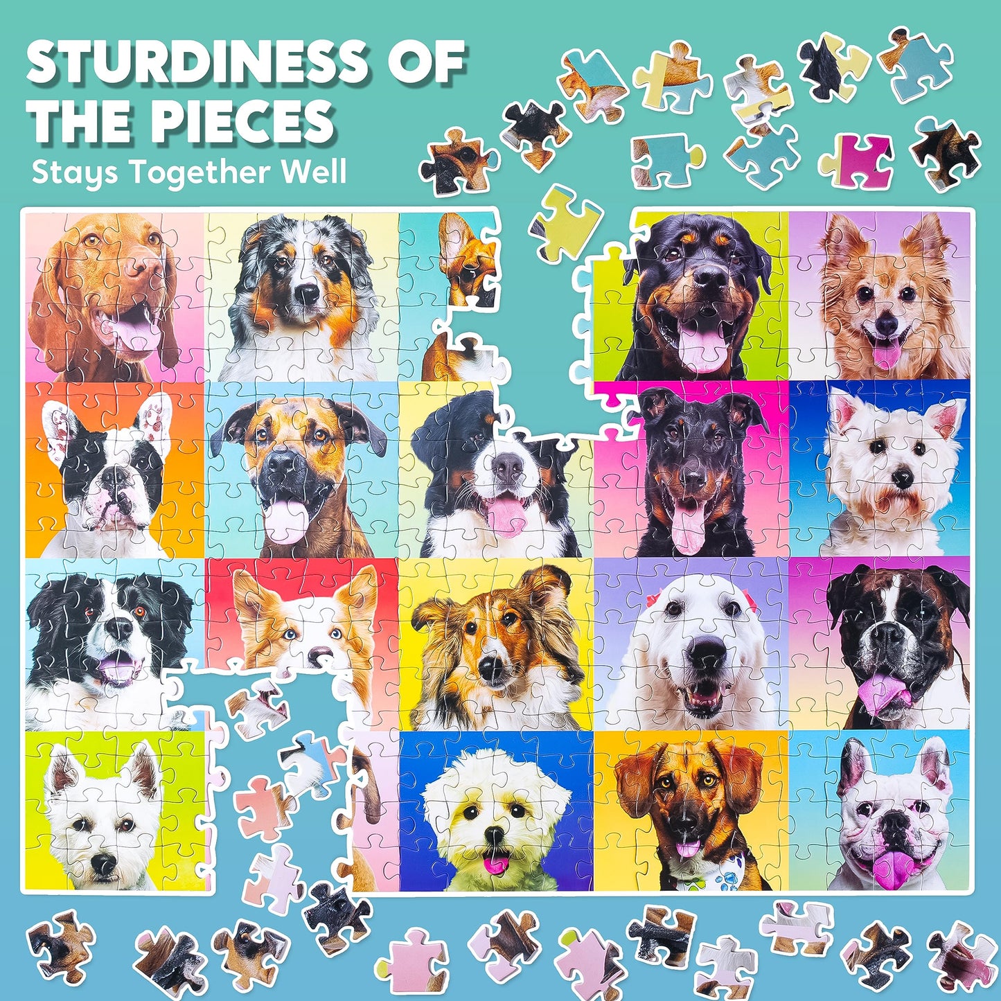 JOYIN 300-Piece Multicolor Dog Puzzle – Large 27.6 x 19.7 in Jigsaw for Kids & Adults