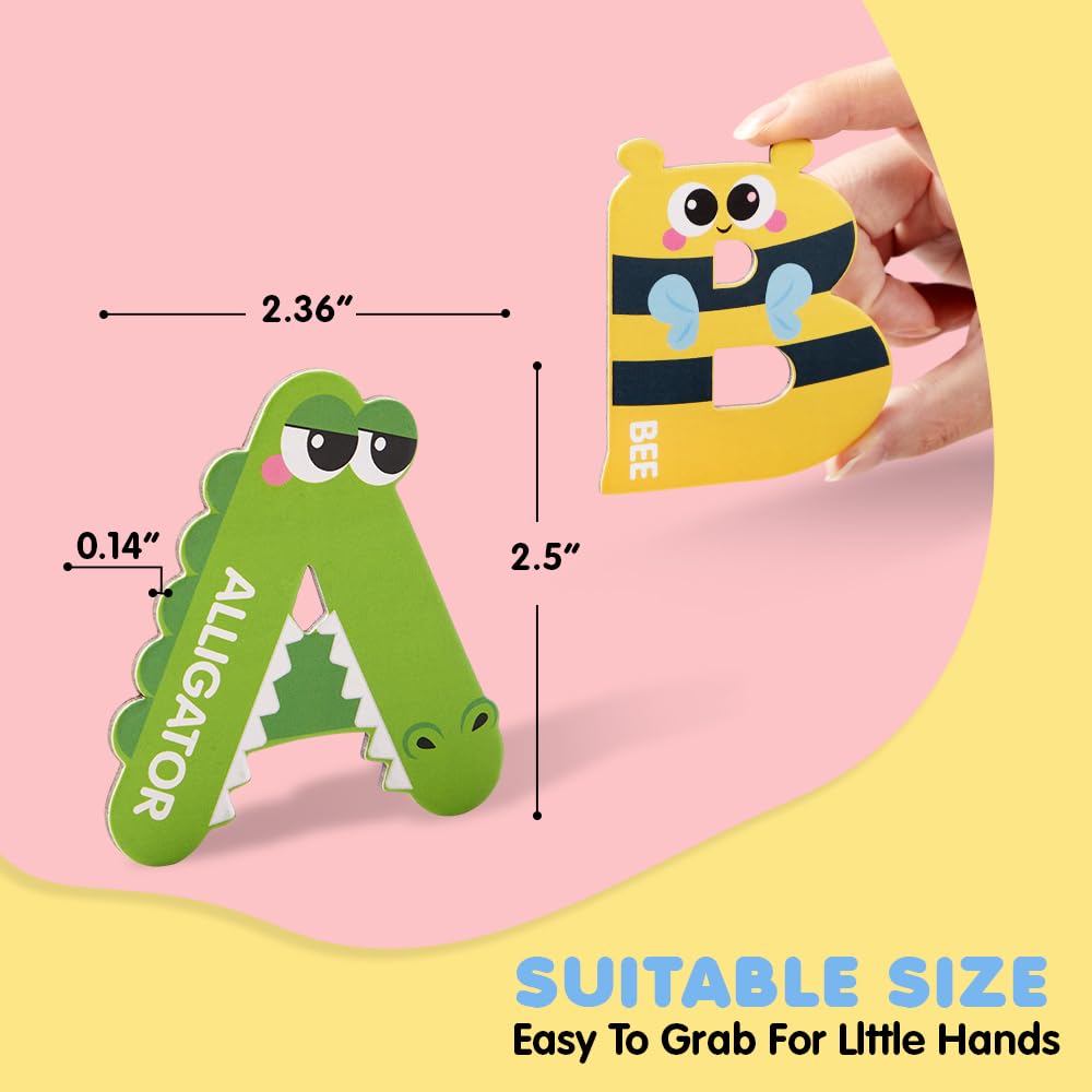 JOYIN Magnetic Letters: Animal Alphabet Fridge Magnets for Toddlers (Large Uppercase ABC)