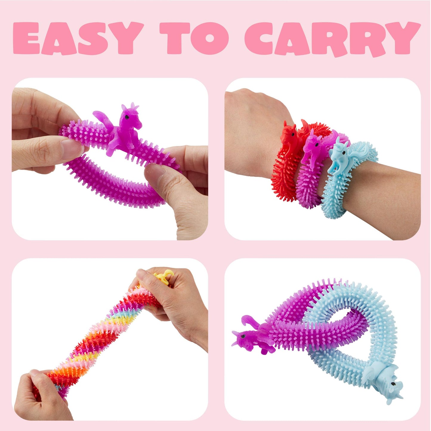 JOYIN 30 Pcs Valentine's Gift Cards & Stretchy String Toys Set | Unicorn Noodle Toys