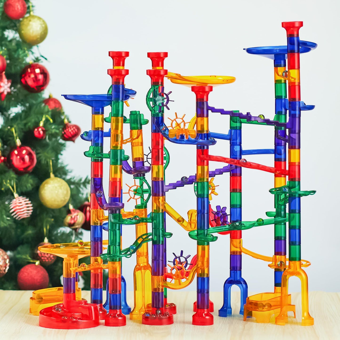 JOYIN 207Pcs Glowing Marble Run – STEM Building Blocks Toy for Kids