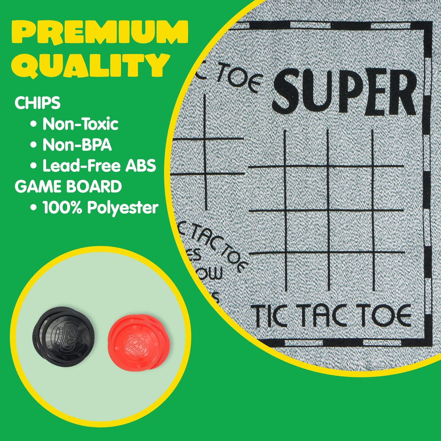 JOYIN 3-in-1 Vintage Giant Checkers & Tic Tac Toe Set – Indoor & Outdoor Family Game