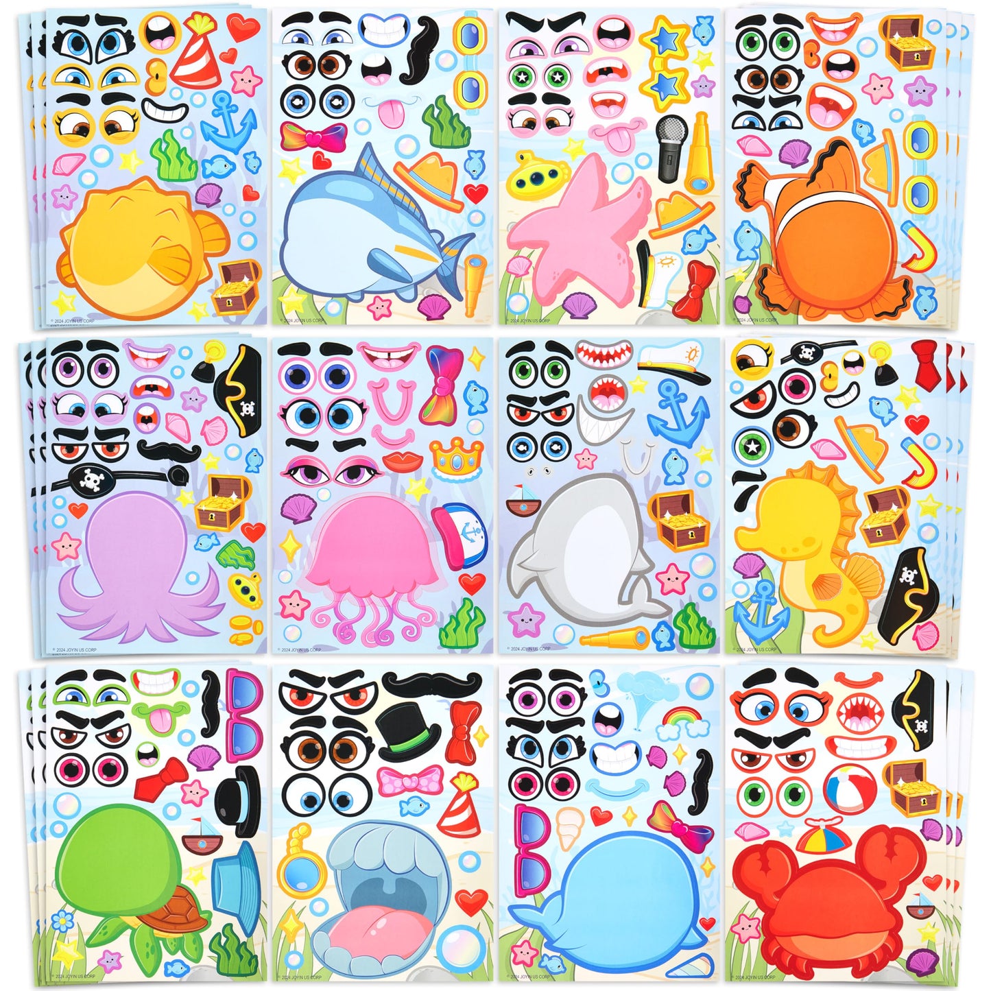 JOYIN 36 Pcs Sea Animals Make a Face Stickers – Ocean-Themed Kids Crafts & Party Favors