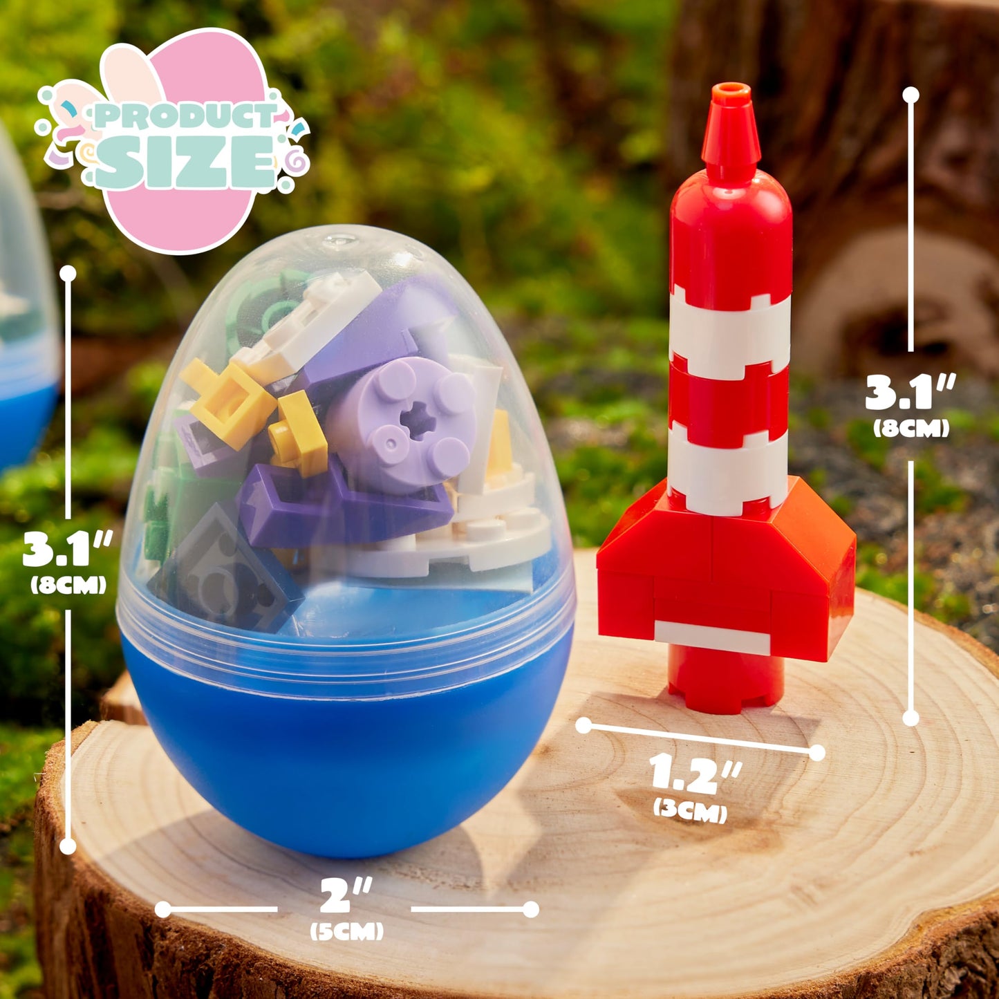 JOYIN 12 Pcs Pre-Filled Easter Eggs with Cute Characters Building Blocks — Kids Gift, Hunt & Party Favors