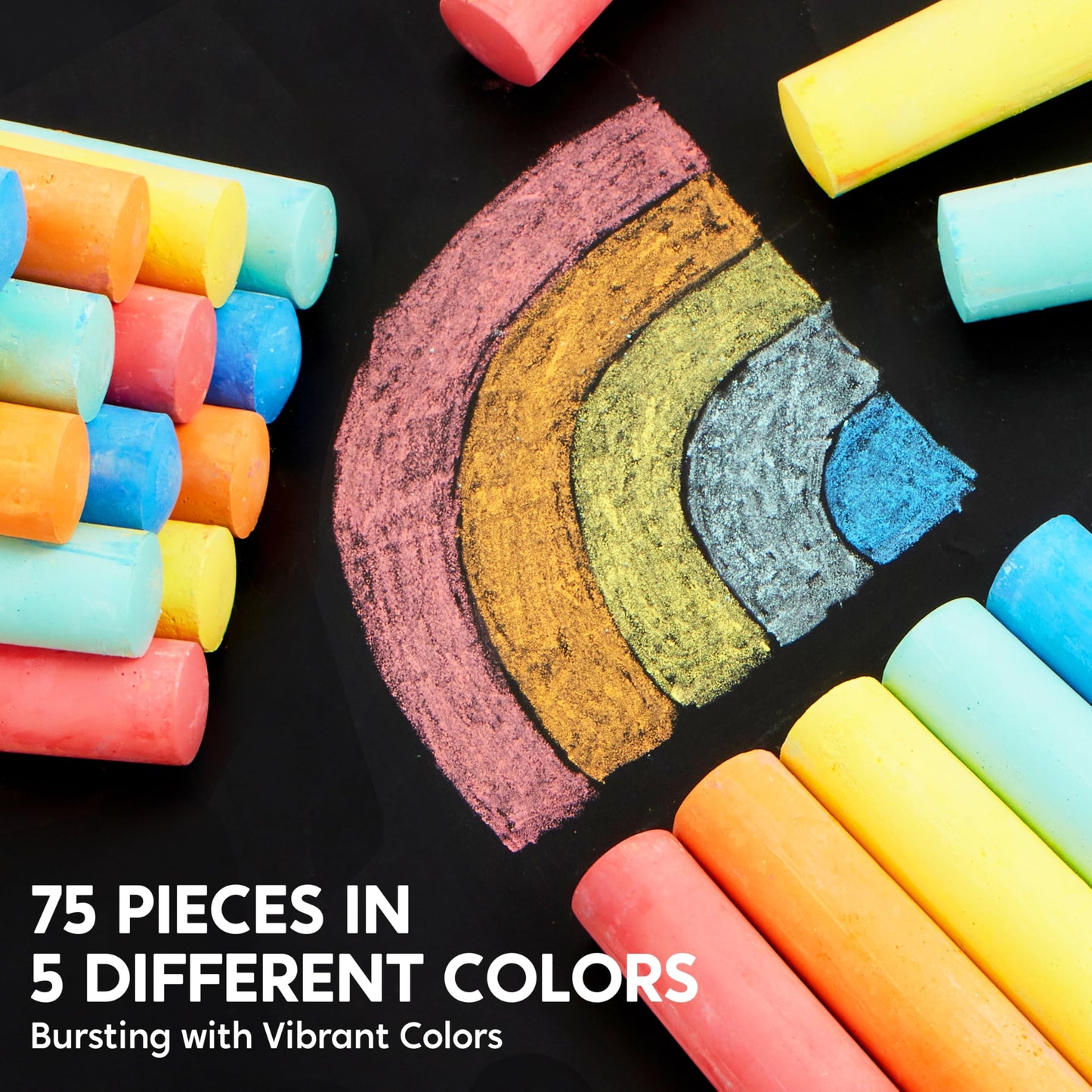 JOYIN 75 Pcs Sidewalk Chalk Set – 15 Boxes, 5 Colors, Non-Toxic