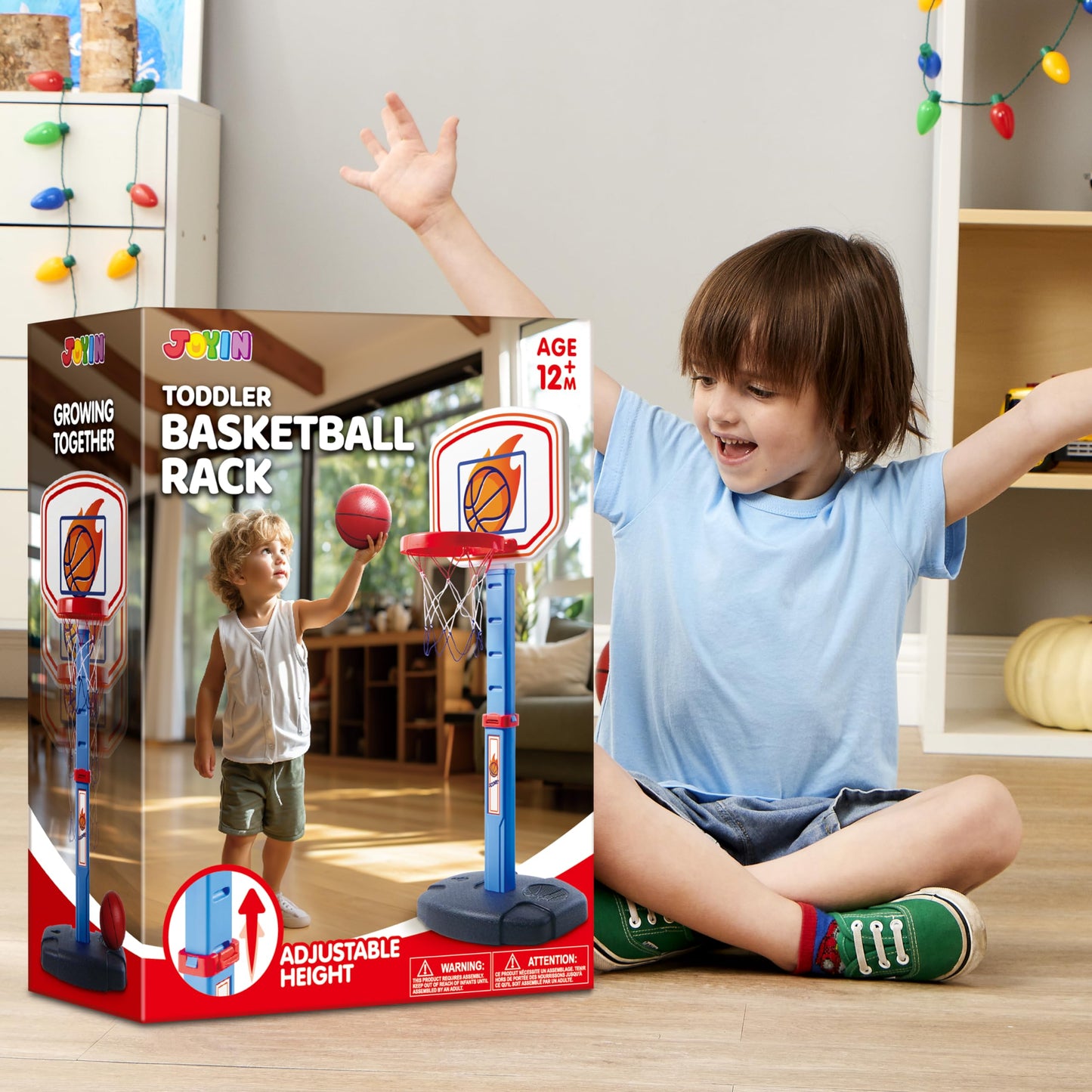 JOYIN Toddler Basketball Hoop Indoor – Adjustable Kids' Basketball Goal with 4 Balls | Safe, Fun Indoor/Outdoor Play