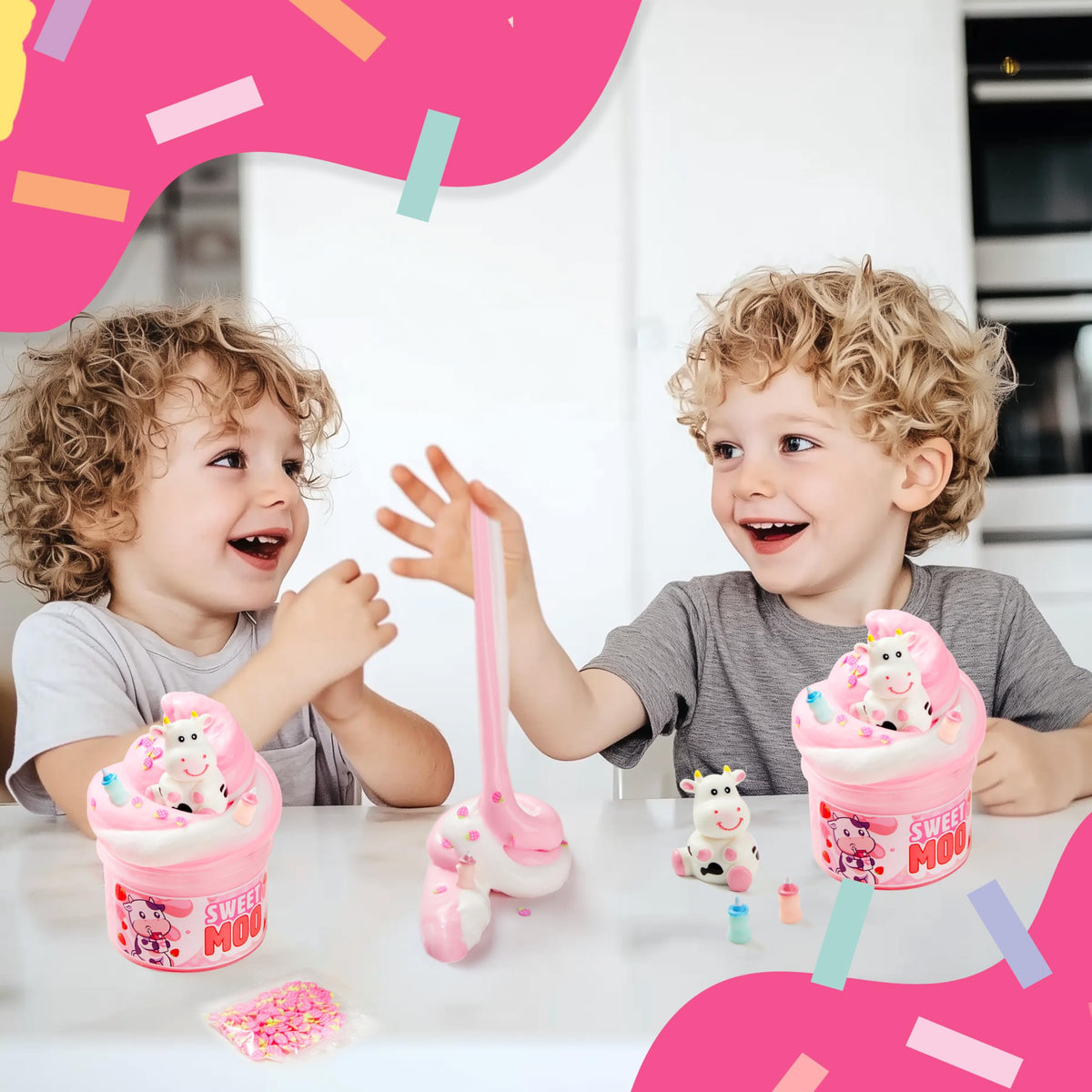 JOYIN Slime Party Favors Strawberry Milk Cow Slime 8 oz Soft Non-Sticky Mess-Free