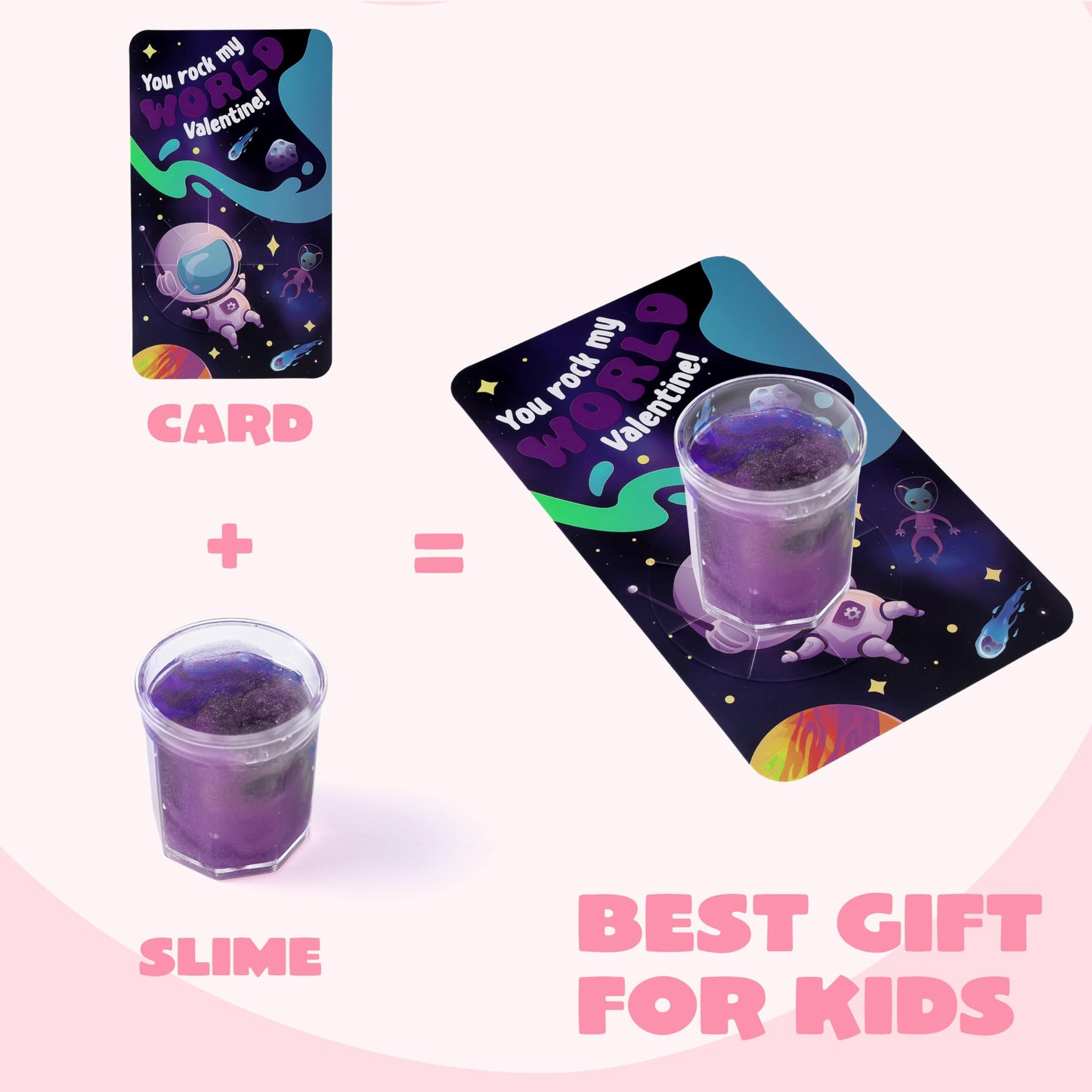 JOYIN 30 Pcs Valentine Gift Cards with Galaxy Slime – Kids' Fidget Toys & Classroom Prizes
