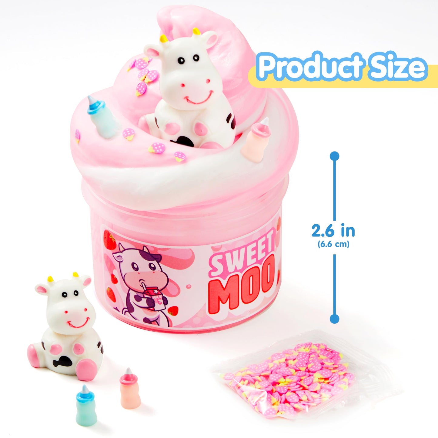 JOYIN Slime Party Favors Strawberry Milk Cow Slime 8 oz Soft Non-Sticky Mess-Free