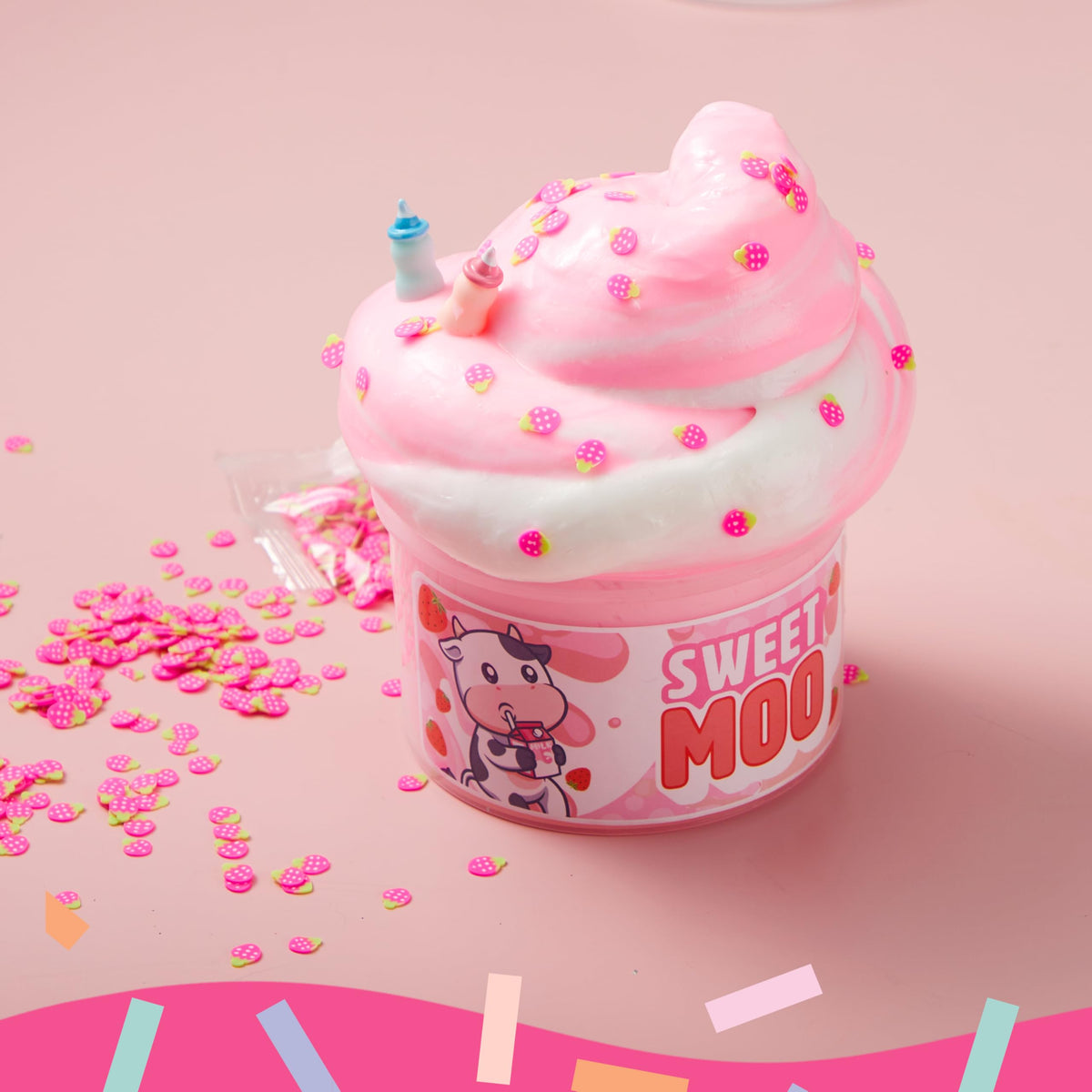 JOYIN Slime Party Favors Strawberry Milk Cow Slime 8 oz Soft Non-Sticky Mess-Free