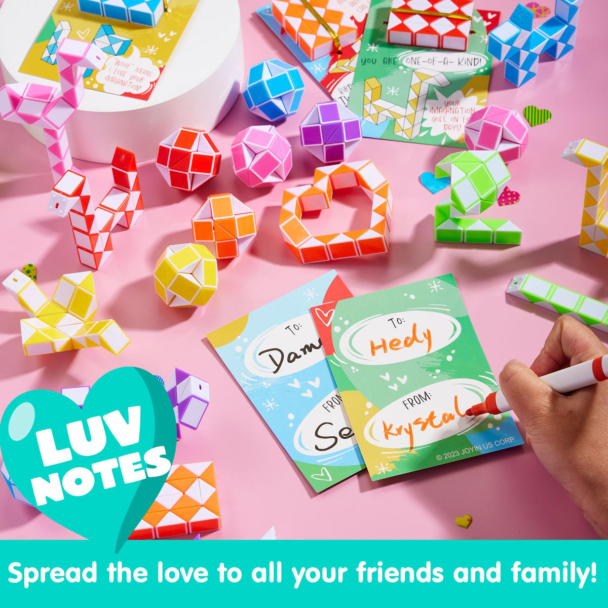 JOYIN 28-Pack Valentine's Day Cards with Snake Twist Toys – Classroom Prizes & Party Favors
