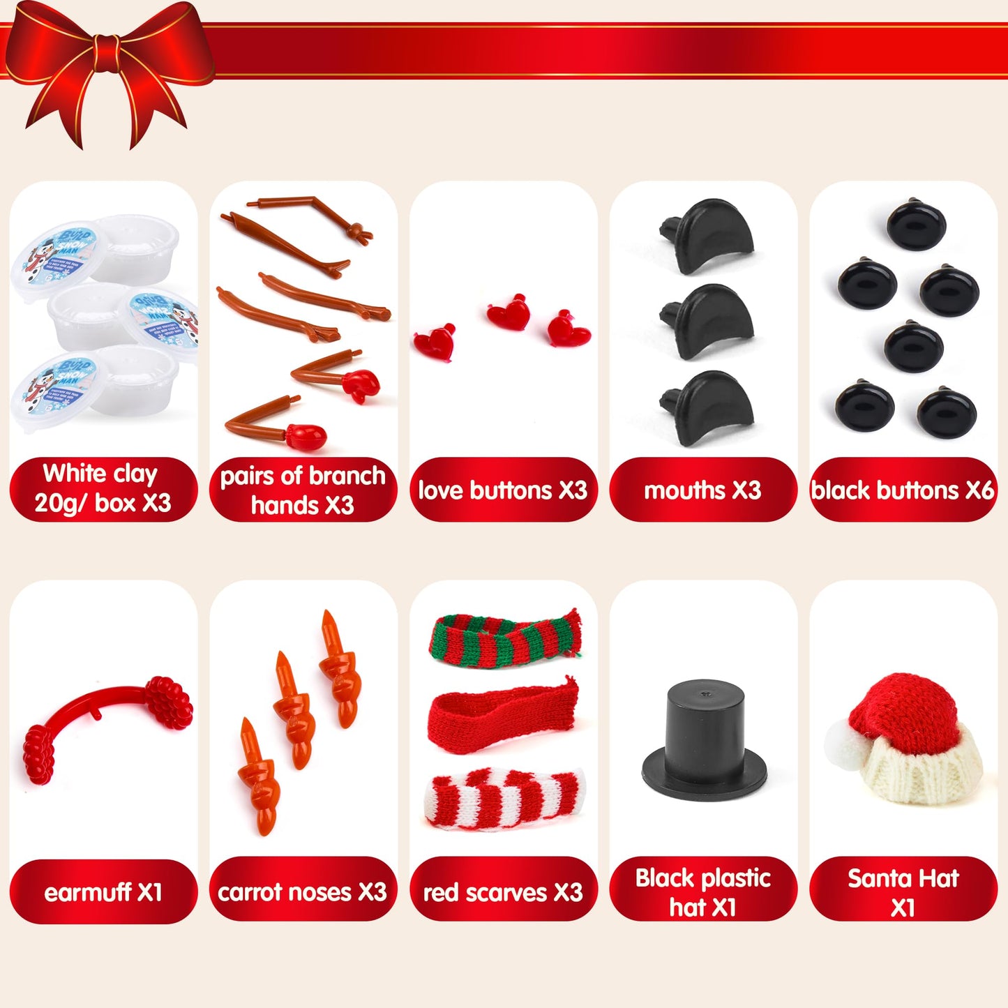 JOYIN Christmas Build a Snowman Craft Kit – 3 Pack DIY Snowman Set