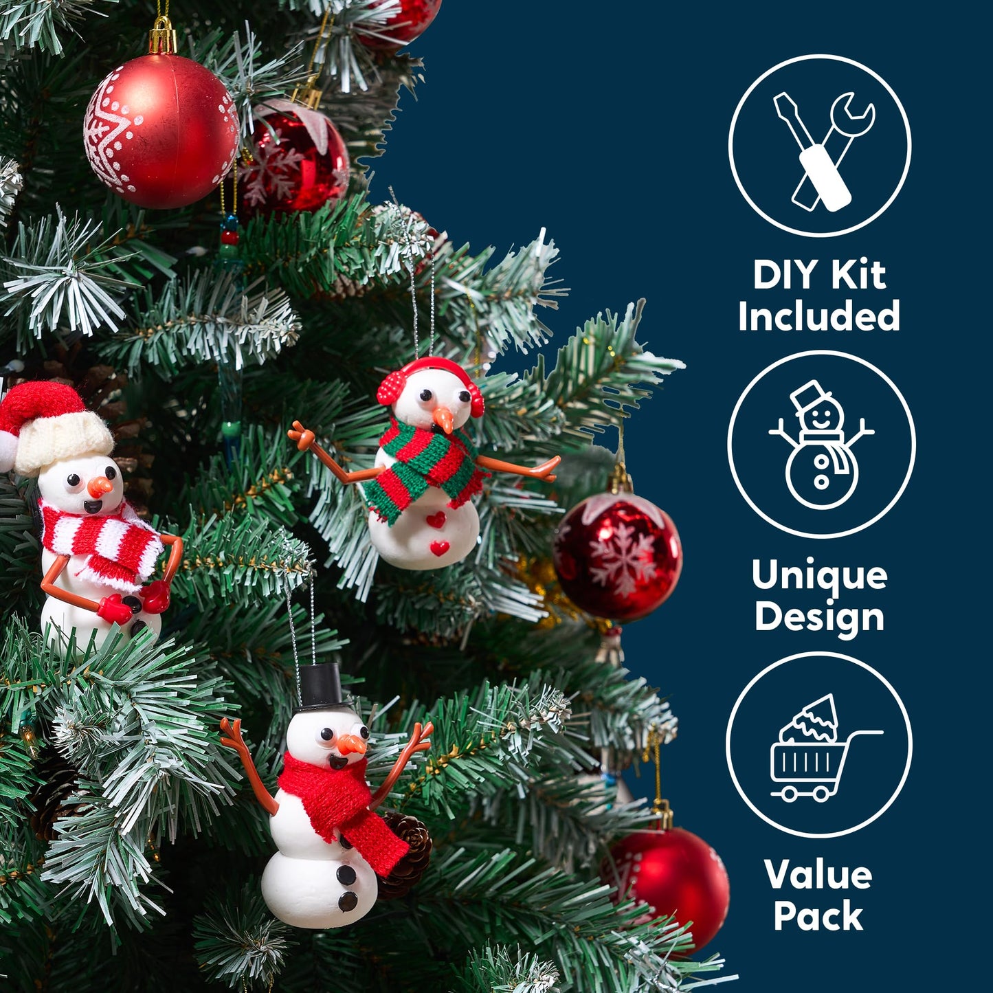 JOYIN Christmas Build a Snowman Craft Kit – 3 Pack DIY Snowman Set