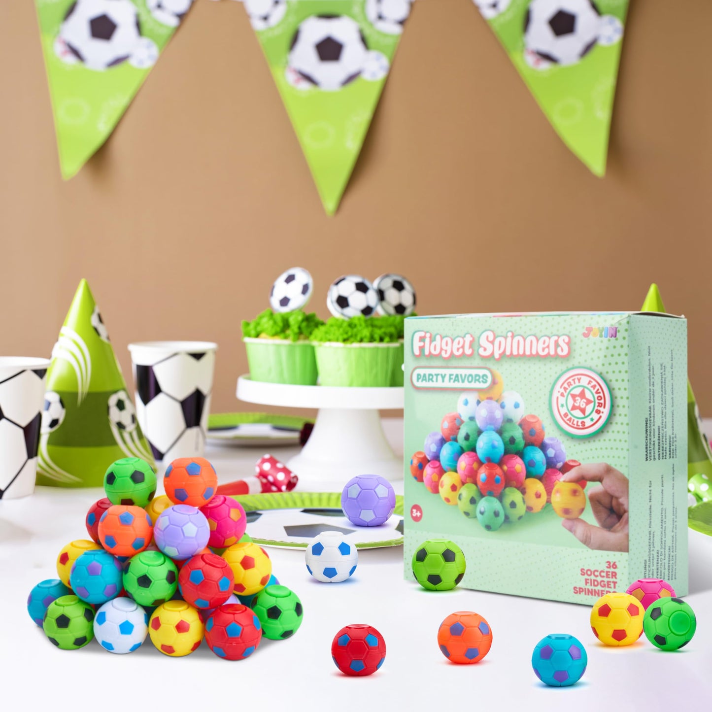 JOYIN 36 Pack Soccer Fidget Spinners for Kids | Party Favors & Classroom Toys