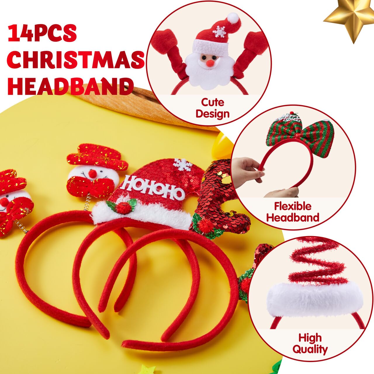JOYIN 14 PCS Christmas Headbands Set – 14 Unique 3D Designs for Kids, Women, and Men