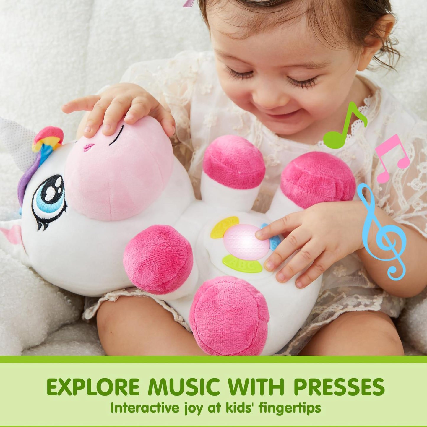 JOYIN Musical Unicorn Plush Toy – Baby Toy with Music & Light for Infants 6+ Months