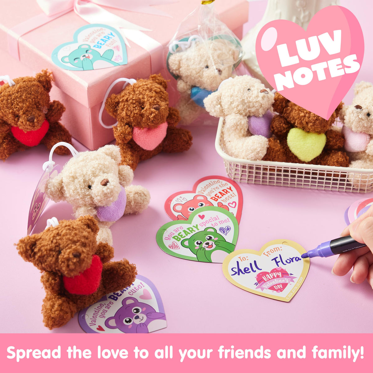 JOYIN 24 Pcs Valentine Bears with Hearts & Cards – Plush Toys for Kids