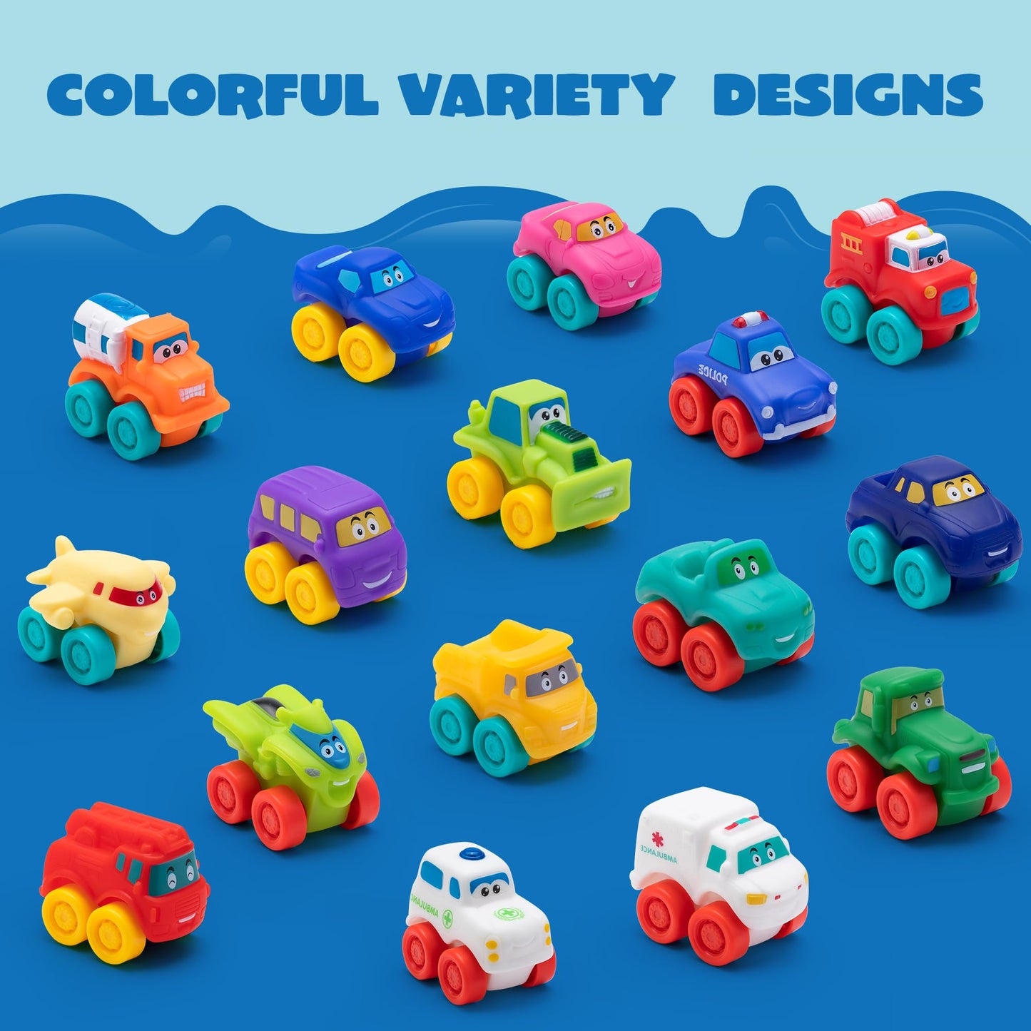 JOYIN Cartoon Cars Bath Toys — Soft Rubber Mini Vehicles for Toddlers