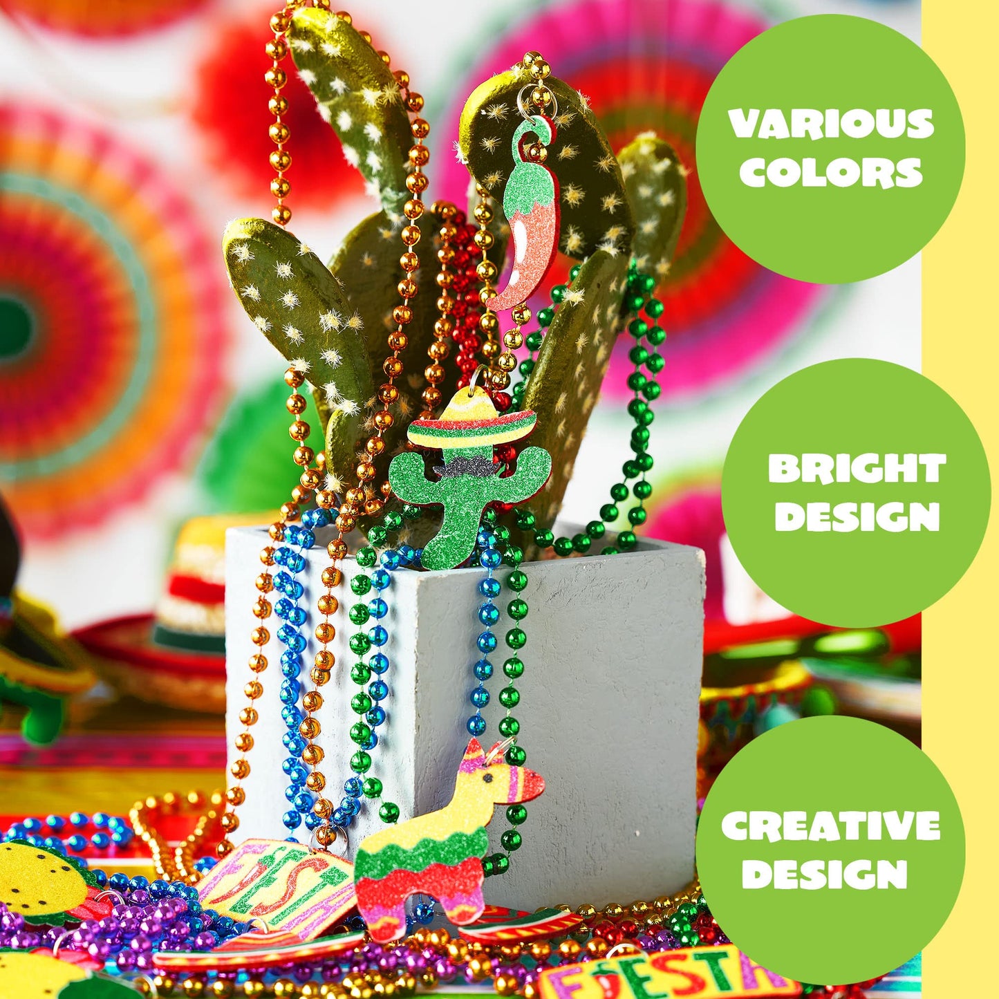 JOYIN 12-Pack Cinco de Mayo Fiesta Necklaces – Party Favors & Photo Props
