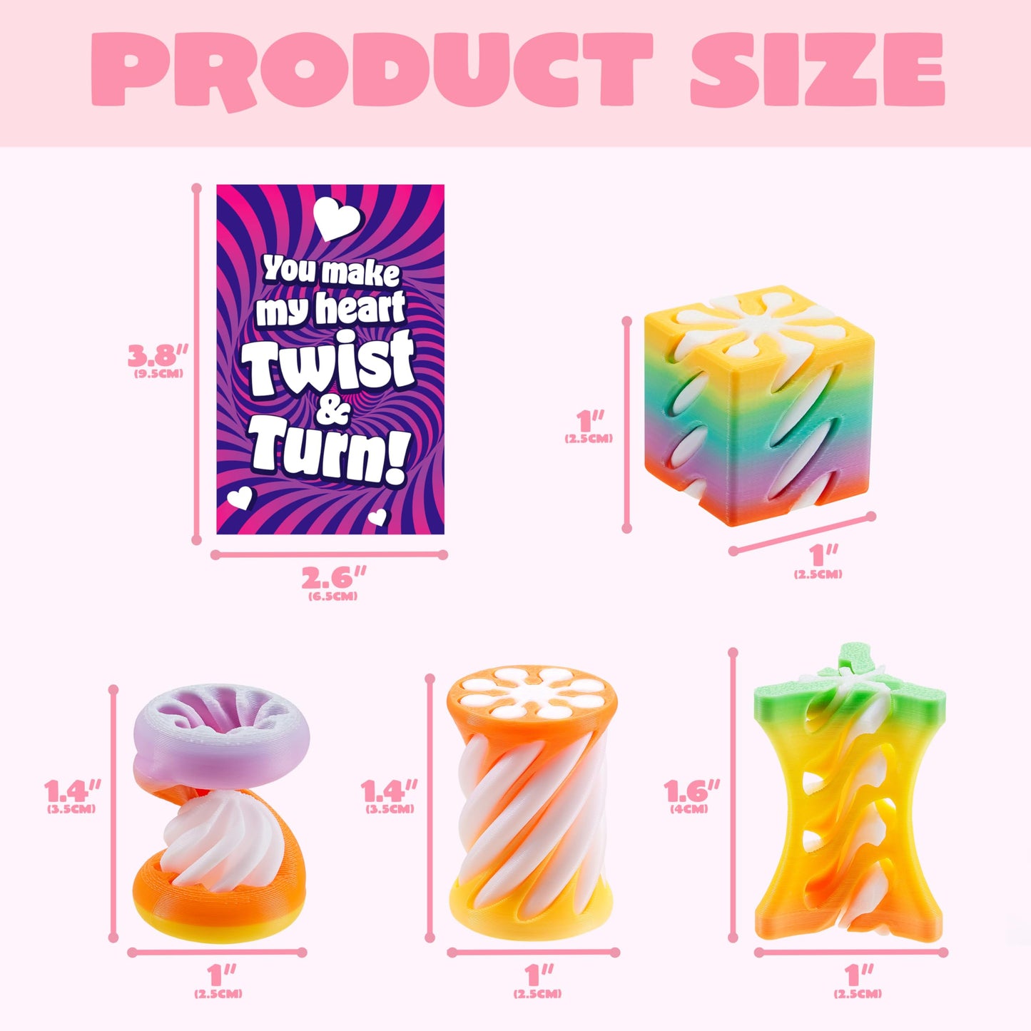 JOYIN 28 Pcs Valentines Day Gift: Impossible Spiral Cone Fidget Toy with Cards