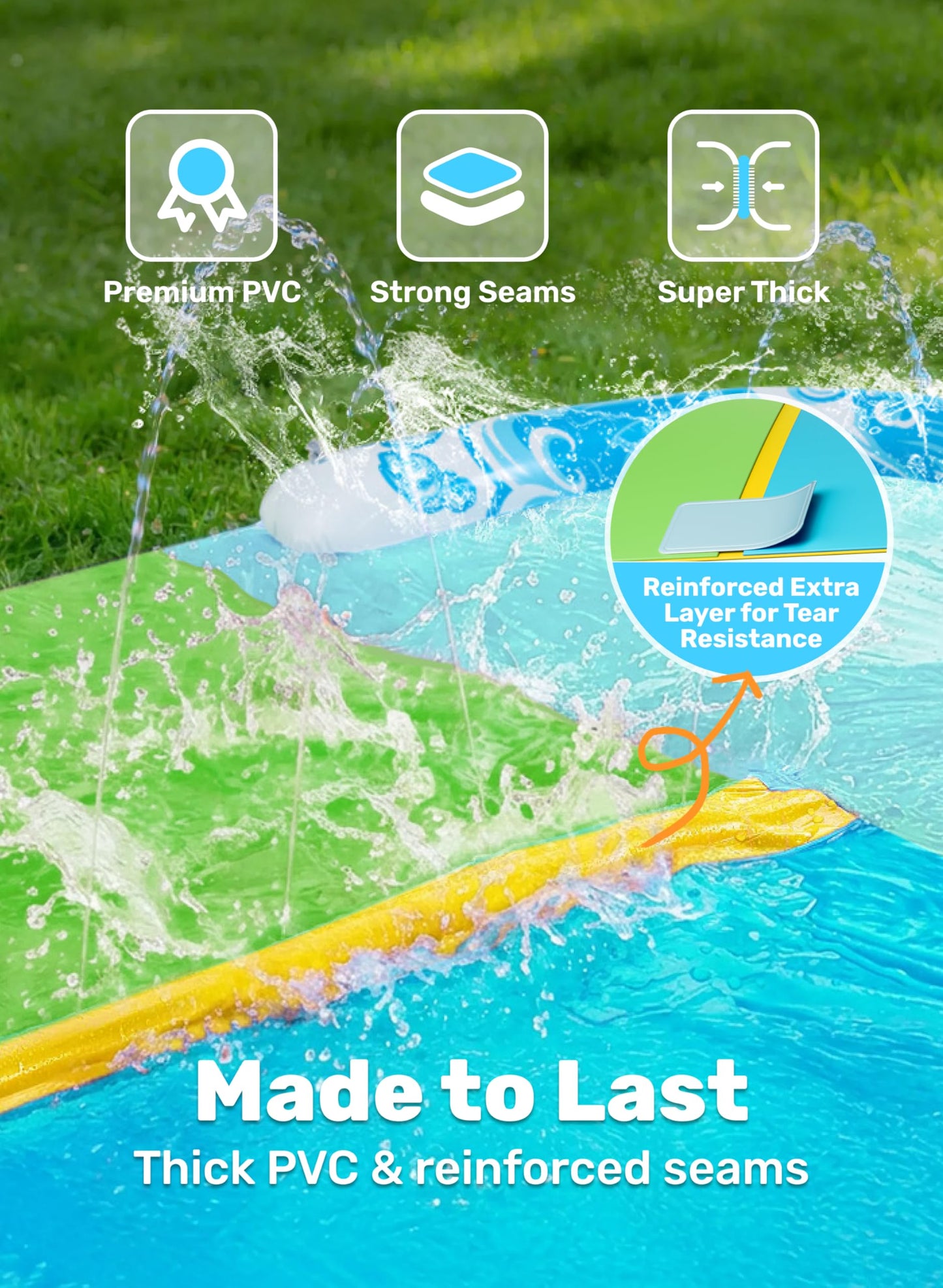 JOYIN 32.5ft Water Slide with 2 Inflatable Boards – Extra Long Double Lawn Waterslide