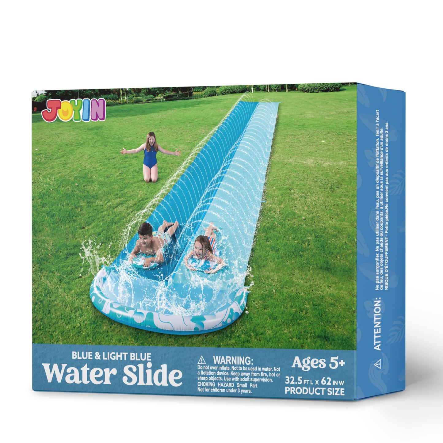 JOYIN 32.5FT Water Slide with 2 Inflatable Boards – Double Lawn Waterslide
