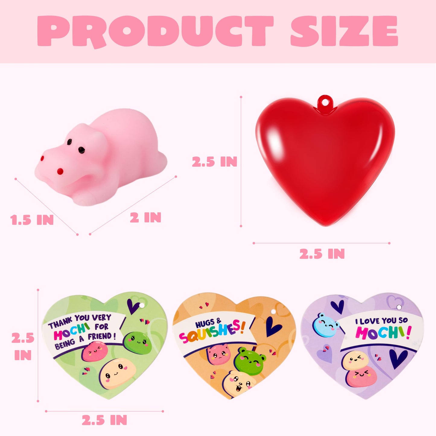 JOYIN 30 Packs Valentines Day Gifts for Kids – Animal Mochi Squishy Toys with Heart Cards