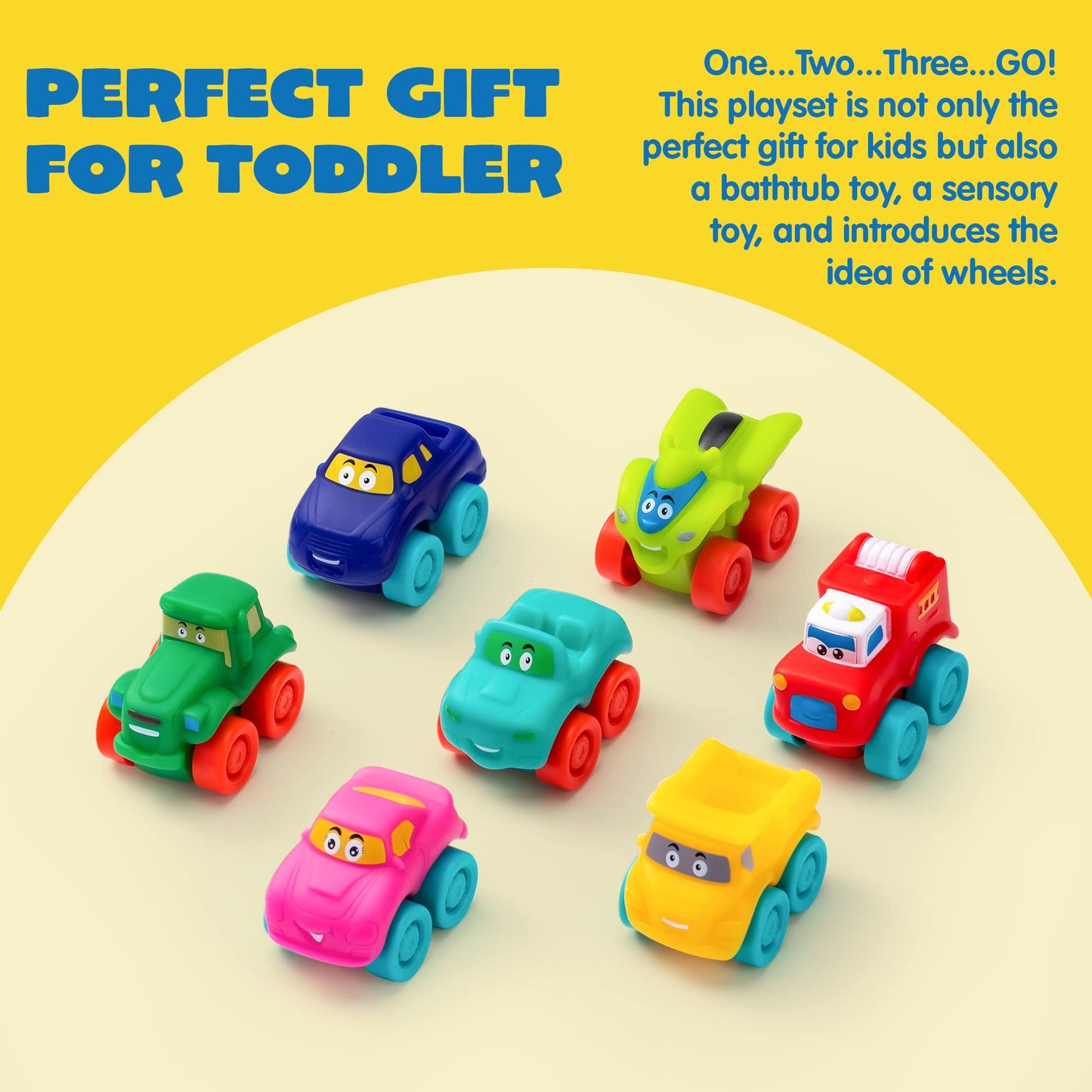 JOYIN Cartoon Cars Bath Toys — Soft Rubber Mini Vehicles for Toddlers