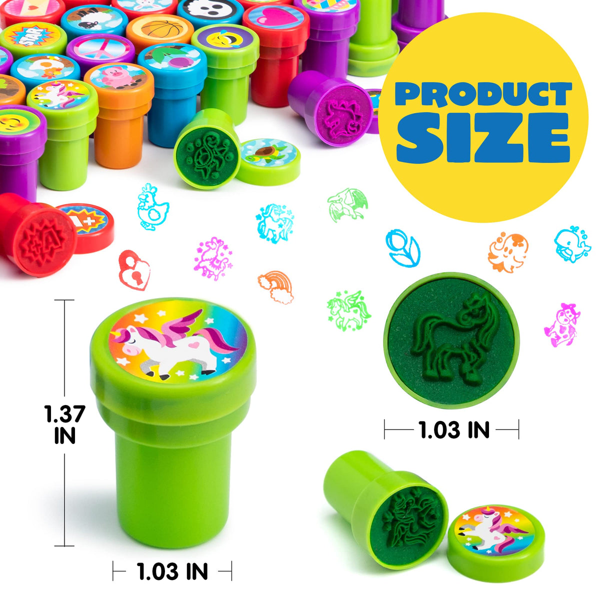 JOYIN 100 Pcs Self-Ink Stamps Set – 50 Designs for Kids, Party Favors, Classroom Prizes